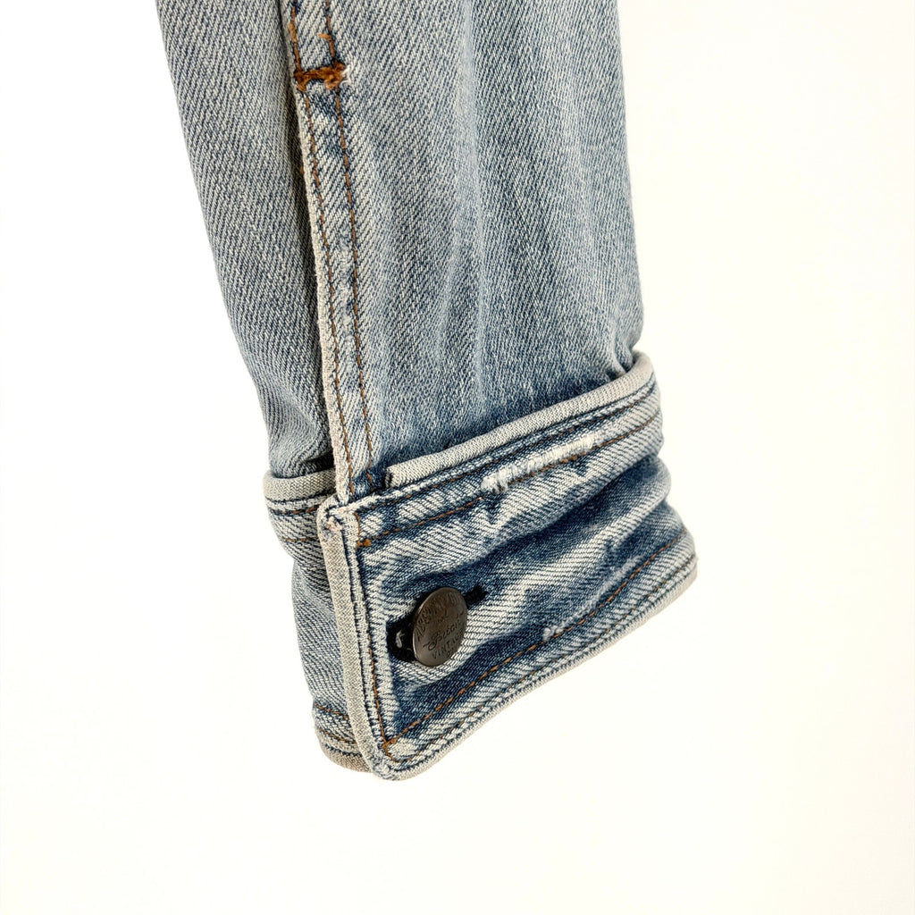 Vintage Y2K Abercrombie & Fitch Light Blue Distressed Cropped Denim Jacket