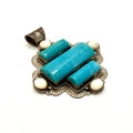 Vintage Y2K D. Troutman Sterling Turquoise Mother of Pearl Signed Pendant