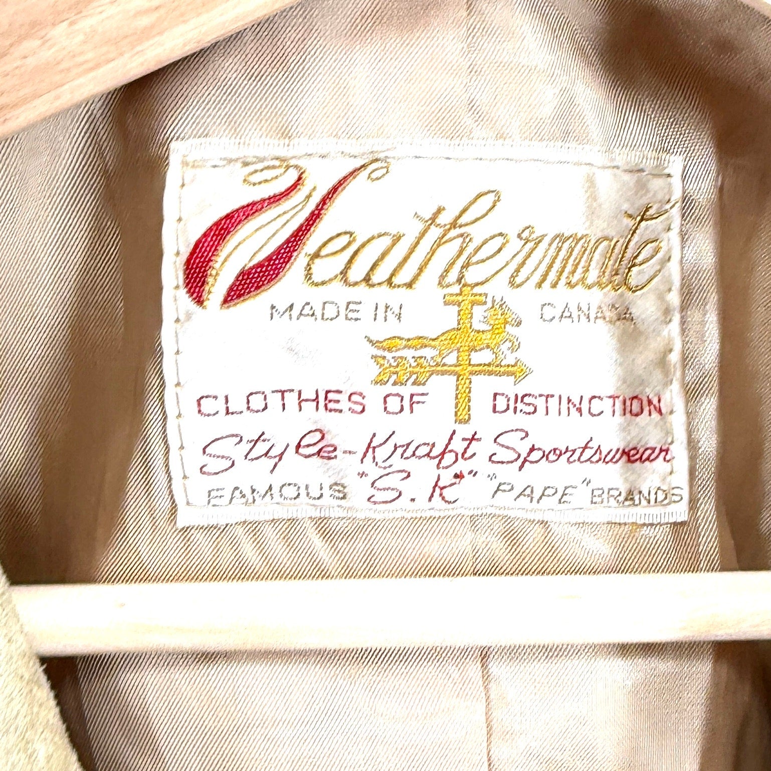 Vintage 70s Weathermate Camel Genuine Suede Leather Jacket