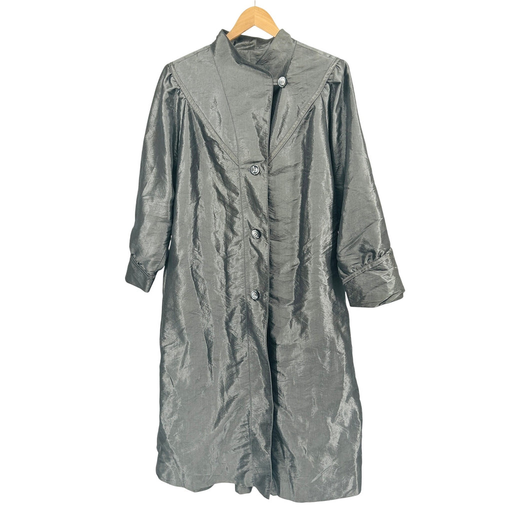 Vintage 80s Fashionbilt Iridescent Silver All Seasons Duster  Rain Coat