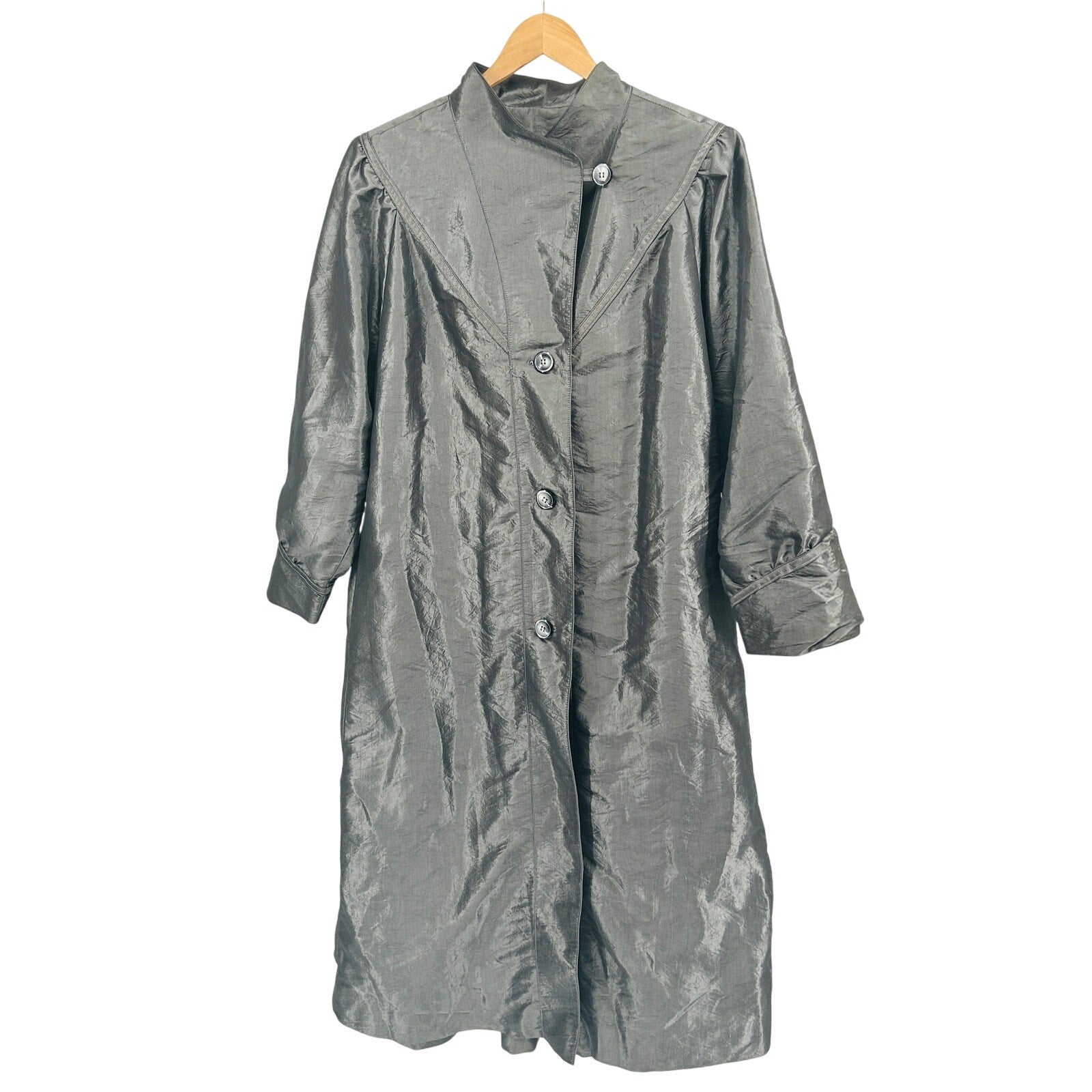 Vintage 80s Fashionbilt Iridescent Silver All Seasons Duster  Rain Coat