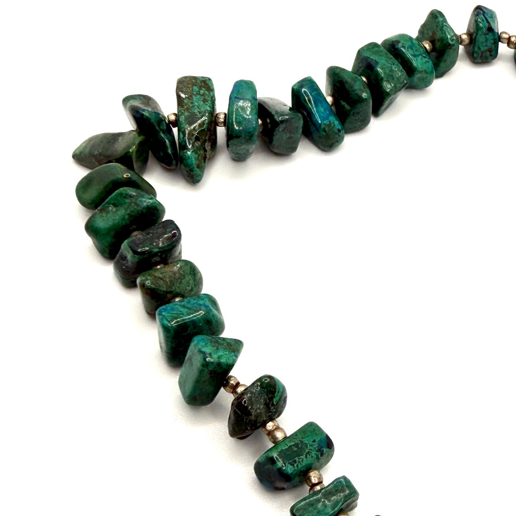 Vintage 90s Handmade Genuine Malachite Raw Chunk Statement Necklace