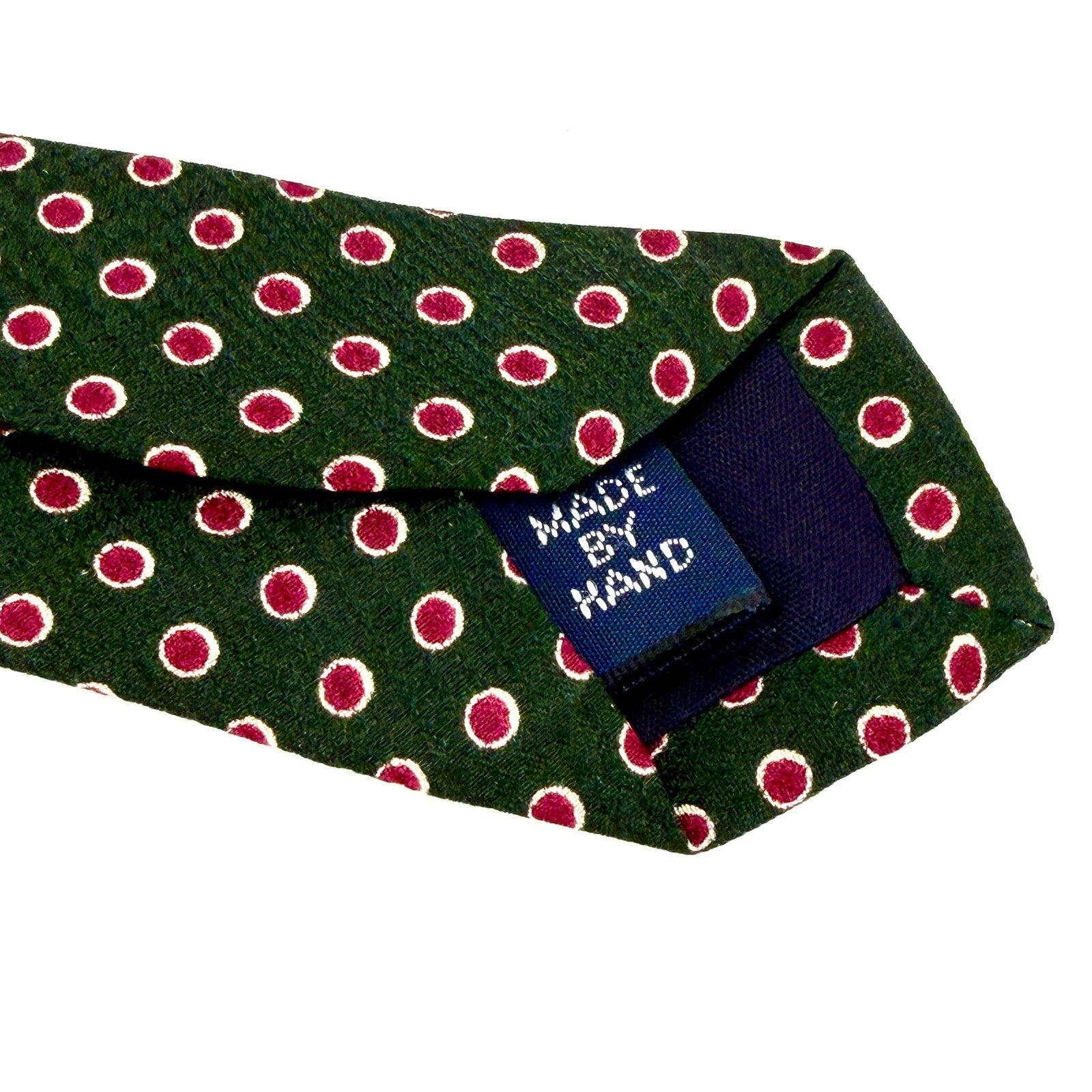 Vintage 90s Polo Ralph Lauren Green Magenta Silk Polka Dot Necktie