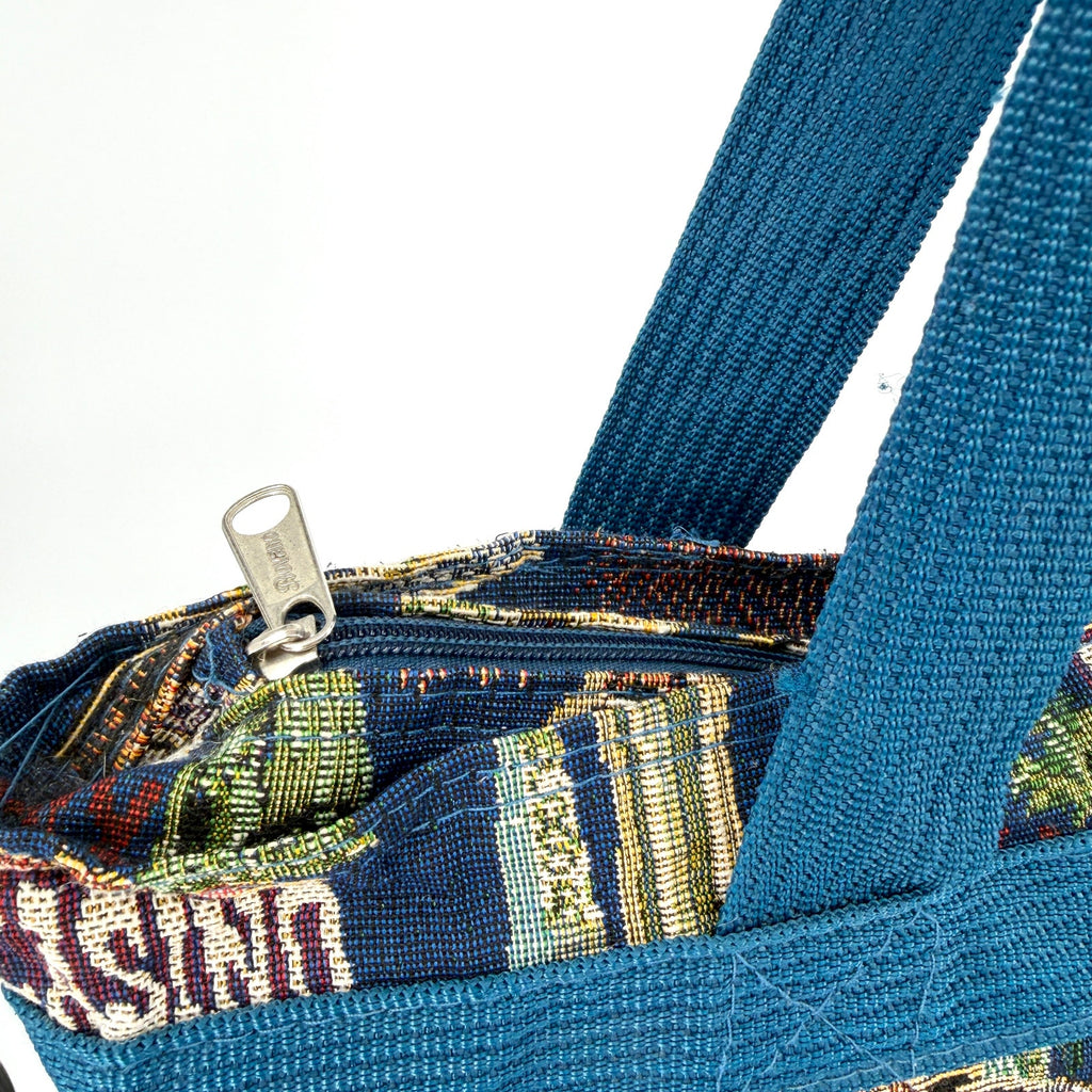 Vintage 90s Bovano USA Blue Las Vegas Tapestry Tote Bag