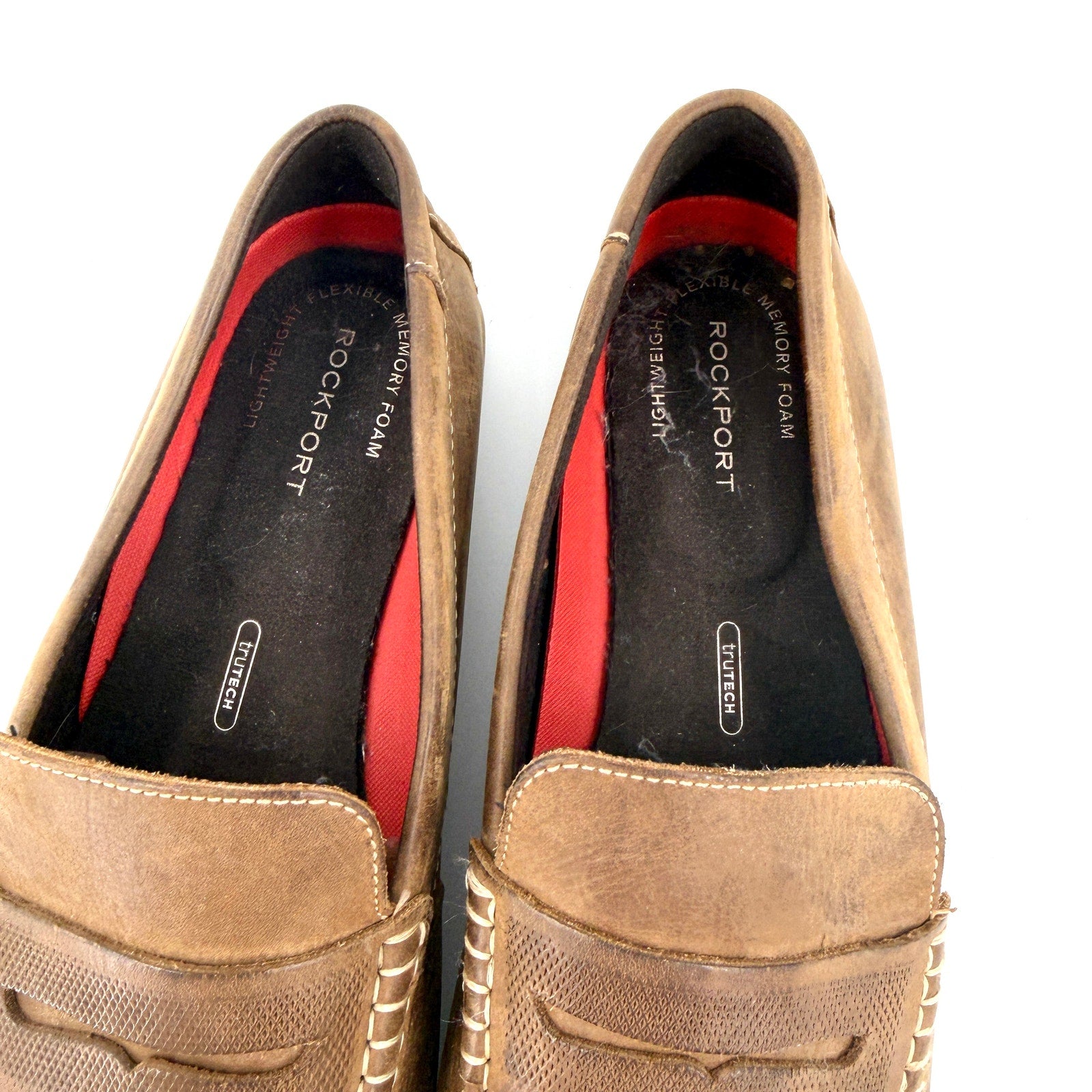 Rockport Brown Genuine Leather TruTech Memory Foam Comfort Penny Loafers Shoes