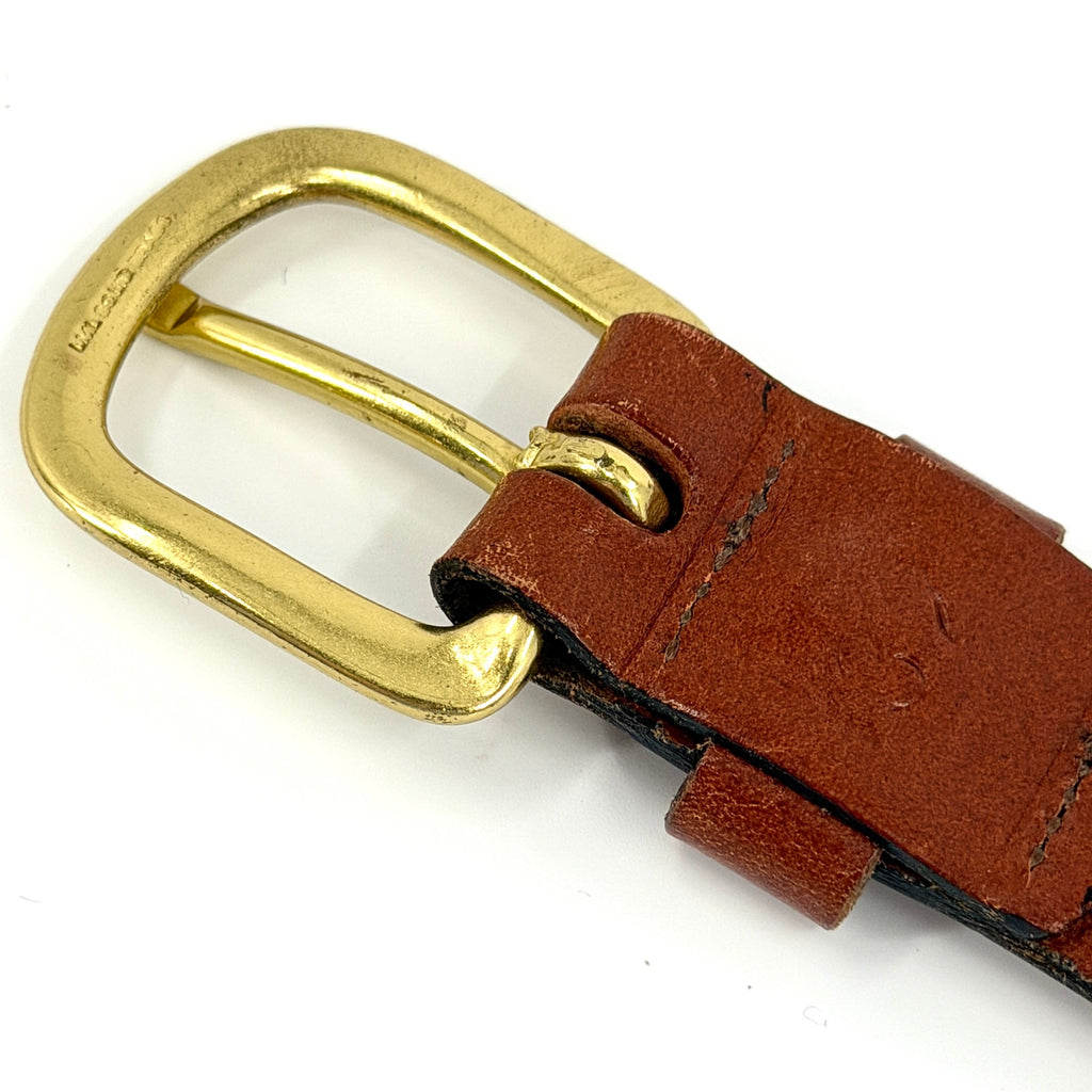 Vintage 90s Leather Man Ltd Marthas Vineyard Preppy Brass Buckle Web Belt