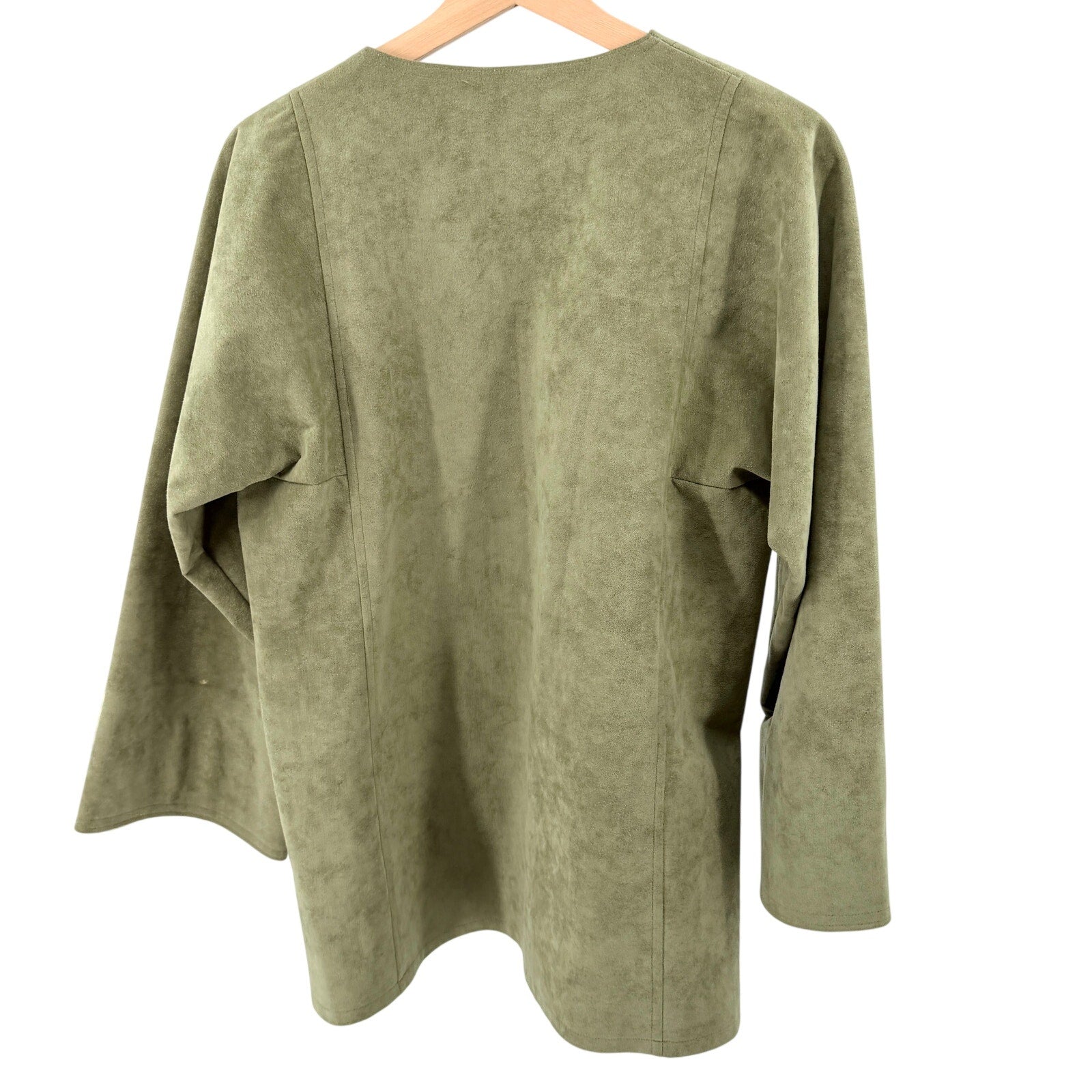 Vintage 80s Linda Hutton Sage Green Faux Suede Zip Jacket