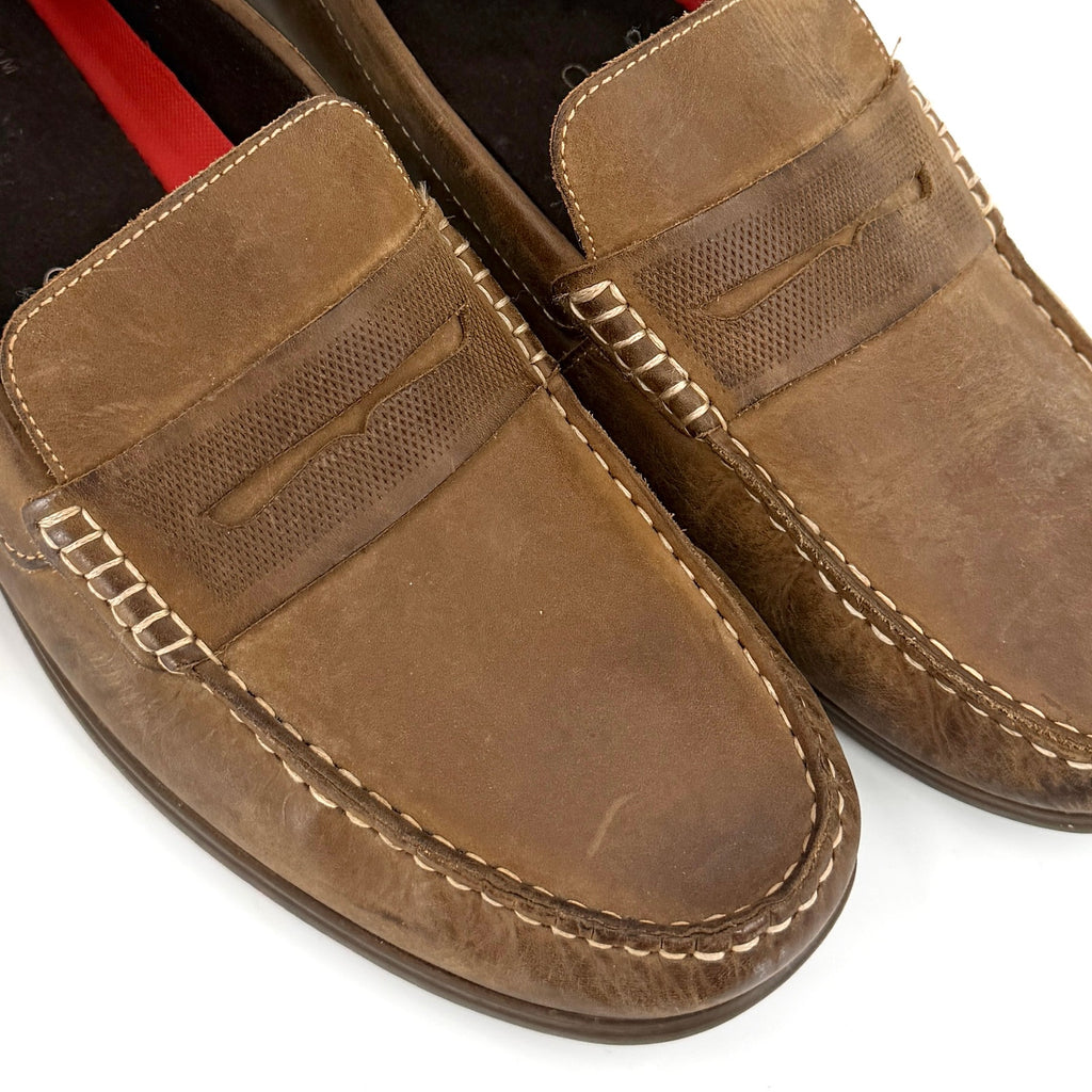 Rockport Brown Genuine Leather TruTech Memory Foam Comfort Penny Loafers Shoes