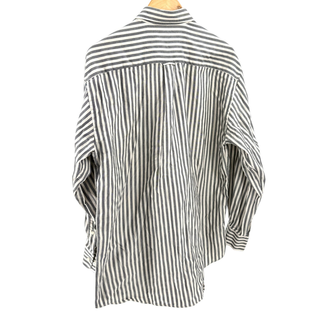Peter Millar White Grey Striped Twill 100% Cotton Dress Shirt