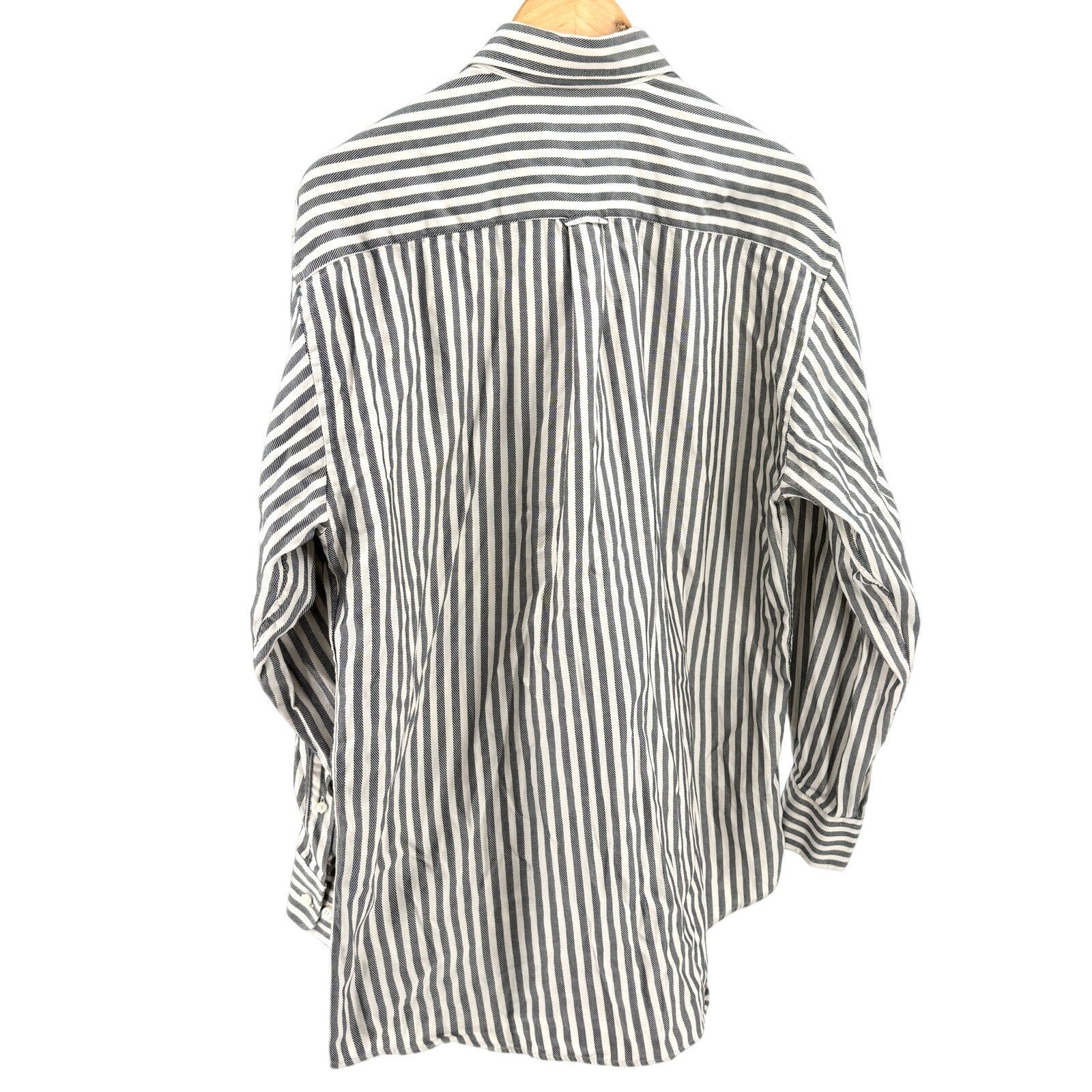 Peter Millar White Grey Striped Twill 100% Cotton Dress Shirt