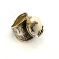 Vintage 90s Signed Collins Fine Jewelry Sterling Mabe Pearl Dolphin Ring