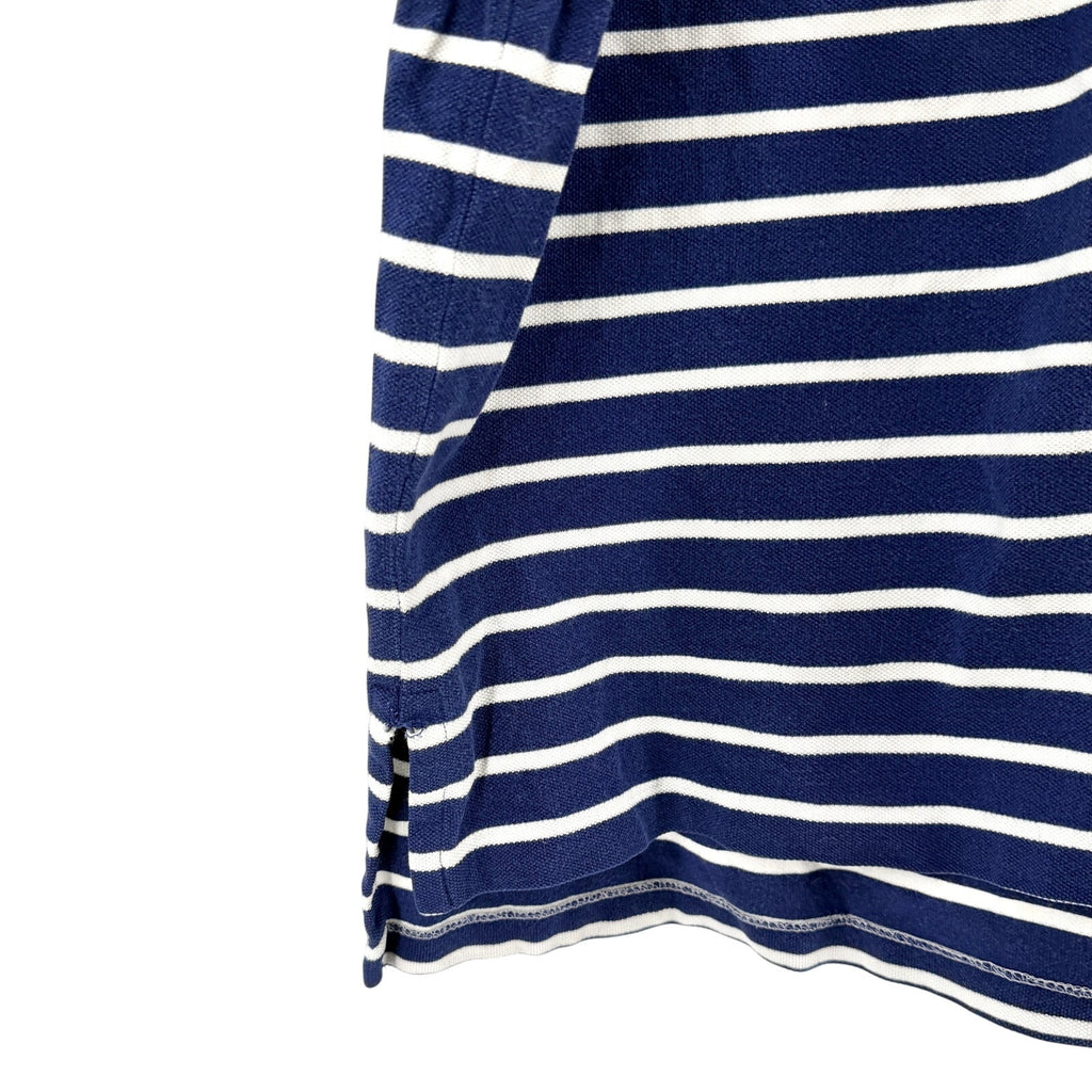 Vintage 90s Polo Ralph Lauren Navy Blue White Striped 100% Cotton Polo Shirt