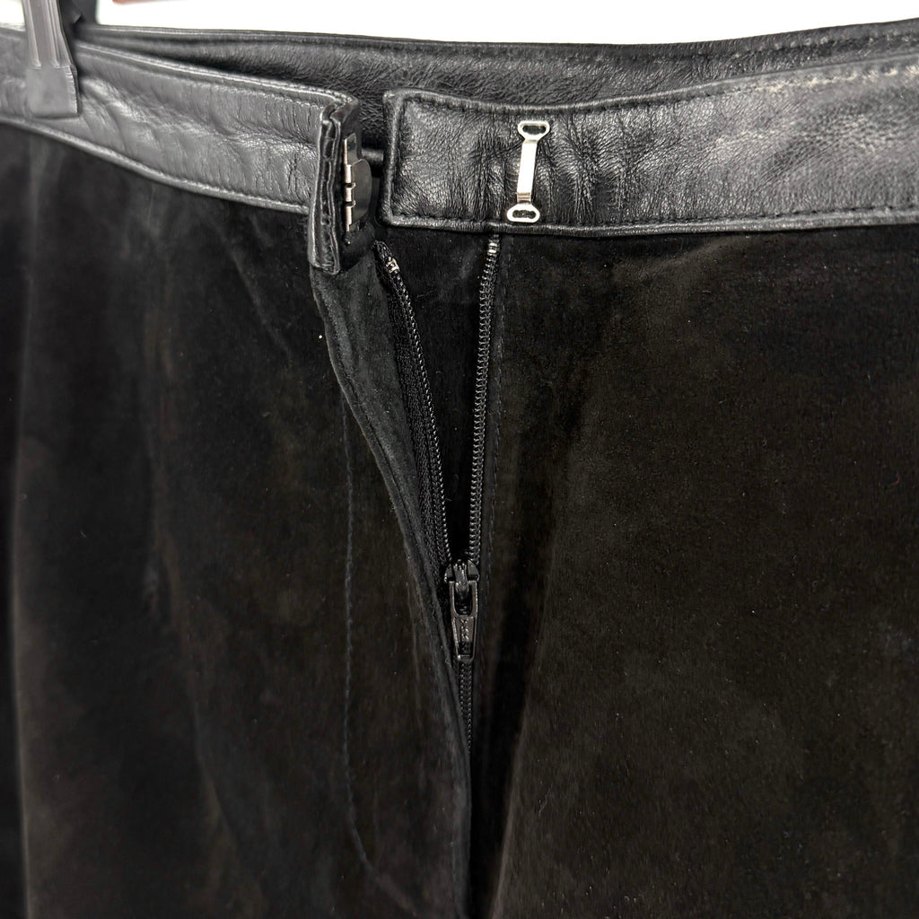 Vintage 90s Clothes Revue Black Genuine Leather Suede Mini Skirt