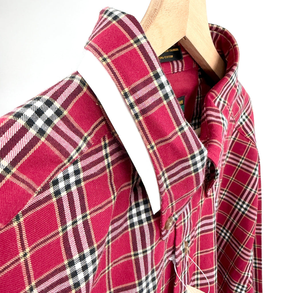 NWT Vintage 90s Alexander Julian Colours Red 100% Cotton Plaid Flannel Shirt