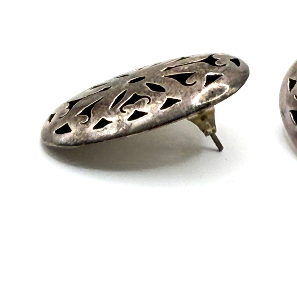 Vintage 90s Stamped Sterling Silver Mexico Taxco Openwork Filigree Earrings