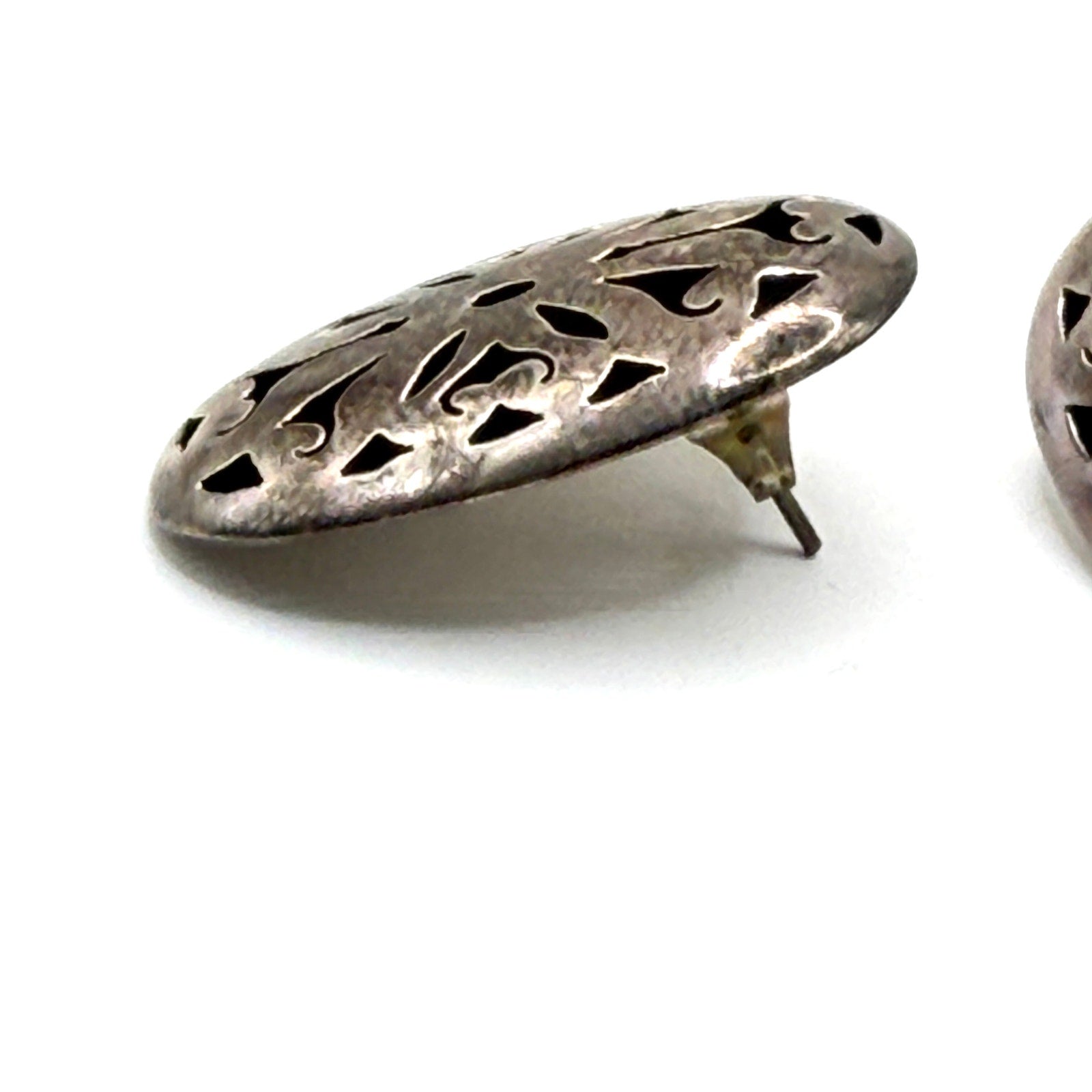 Vintage 90s Stamped Sterling Silver Mexico Taxco Openwork Filigree Earrings