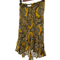 Vintage Y2K Sharagano Paris Yellow Paisley Viscose Ruffle High Low Skirt
