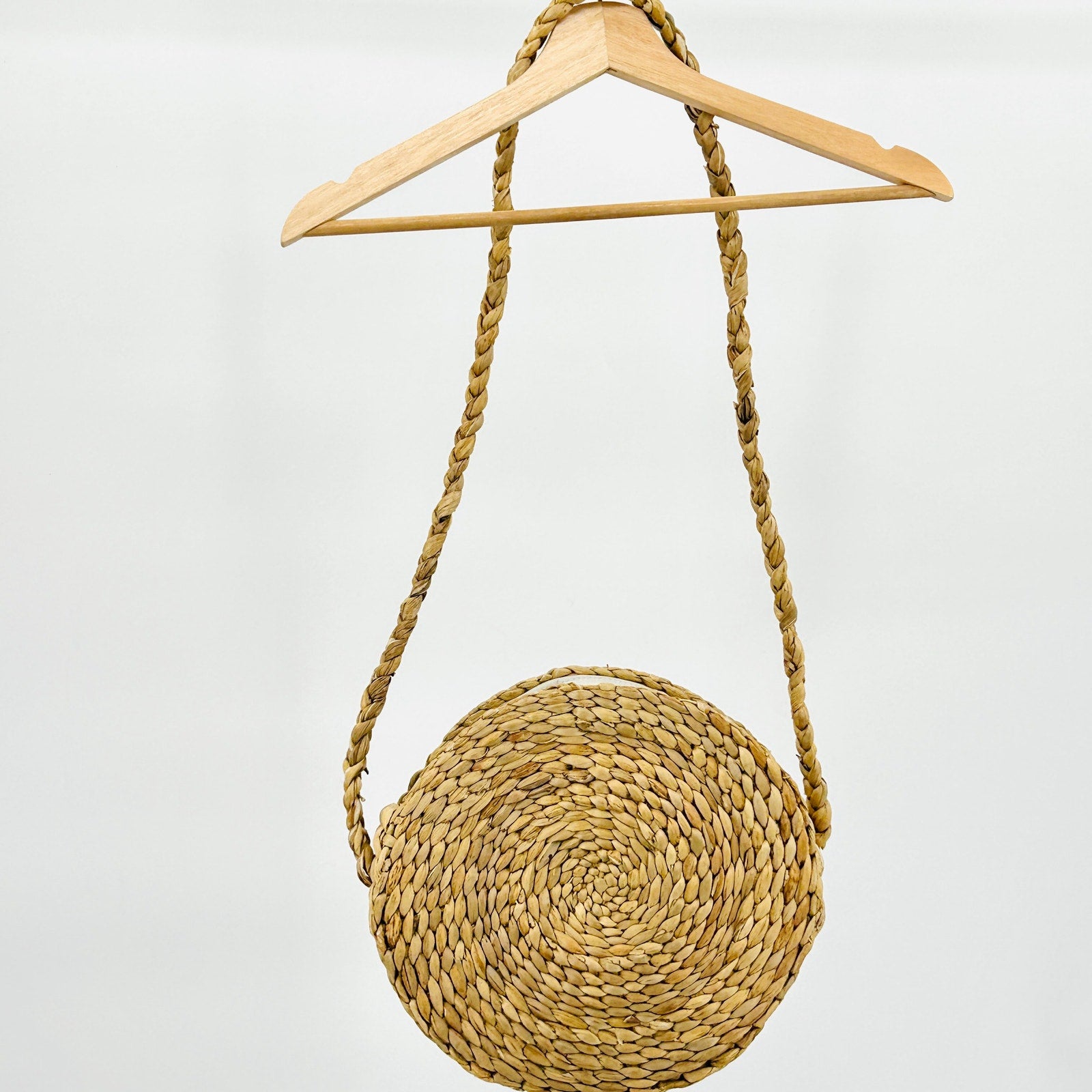 Natural Woven Straw Oversized Round Shoulder Purse Bag