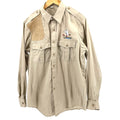 Vintage 80s Tan Genuine Suede Patch Embroidered Duck Hunting Utility Shirt
