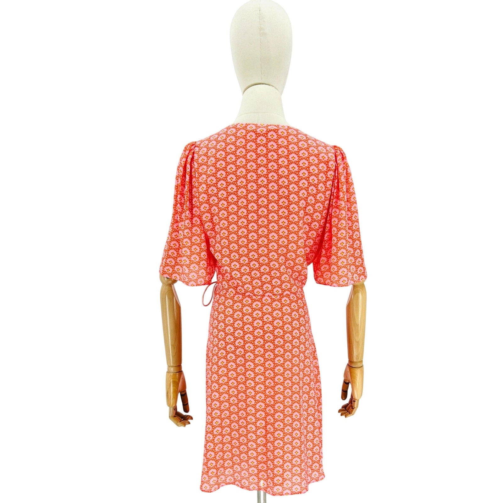 alice + olivia Pink Orange Retro Floral Print Wrap Dress