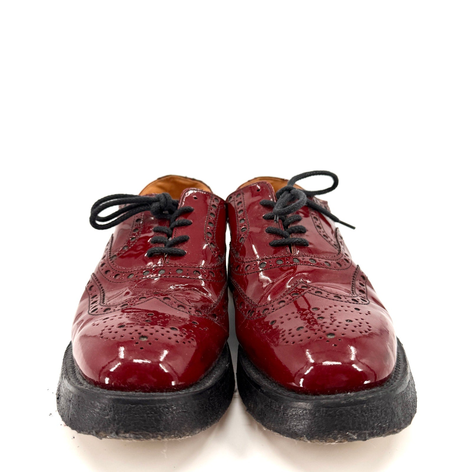 Vintage 90s Nepco Footwear Red Patent Leather Wingtip Platform Brogues