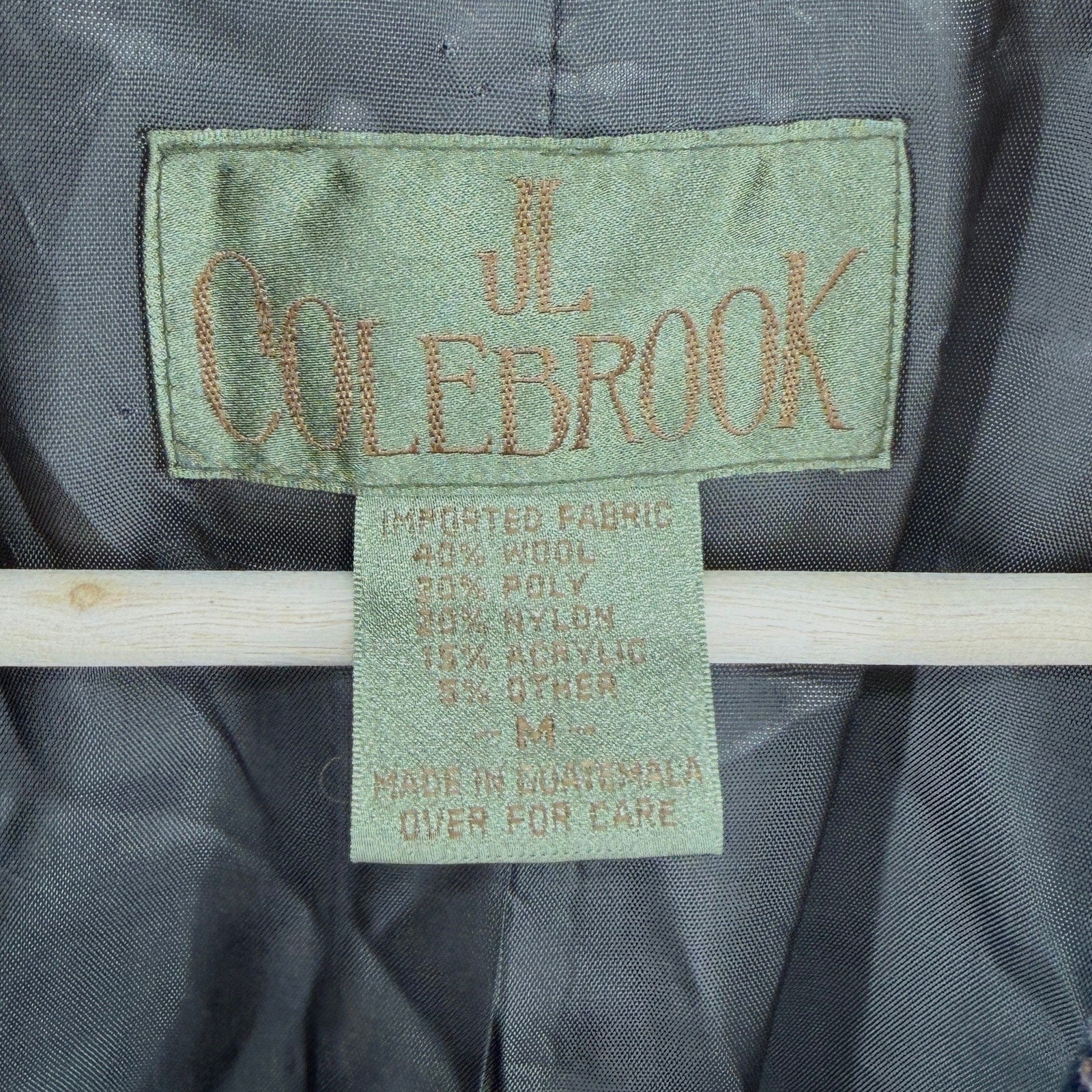 Vintage 90s JL Colebrook Tan Green Houndstooth Suede Trim Blazer