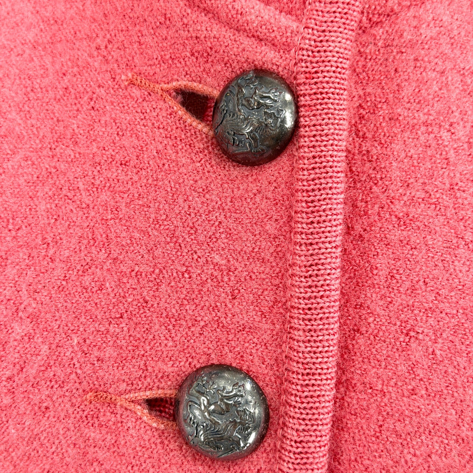 Vintage 90s Geiger Watermelon Pink 100% Wool Crest Button Jacket