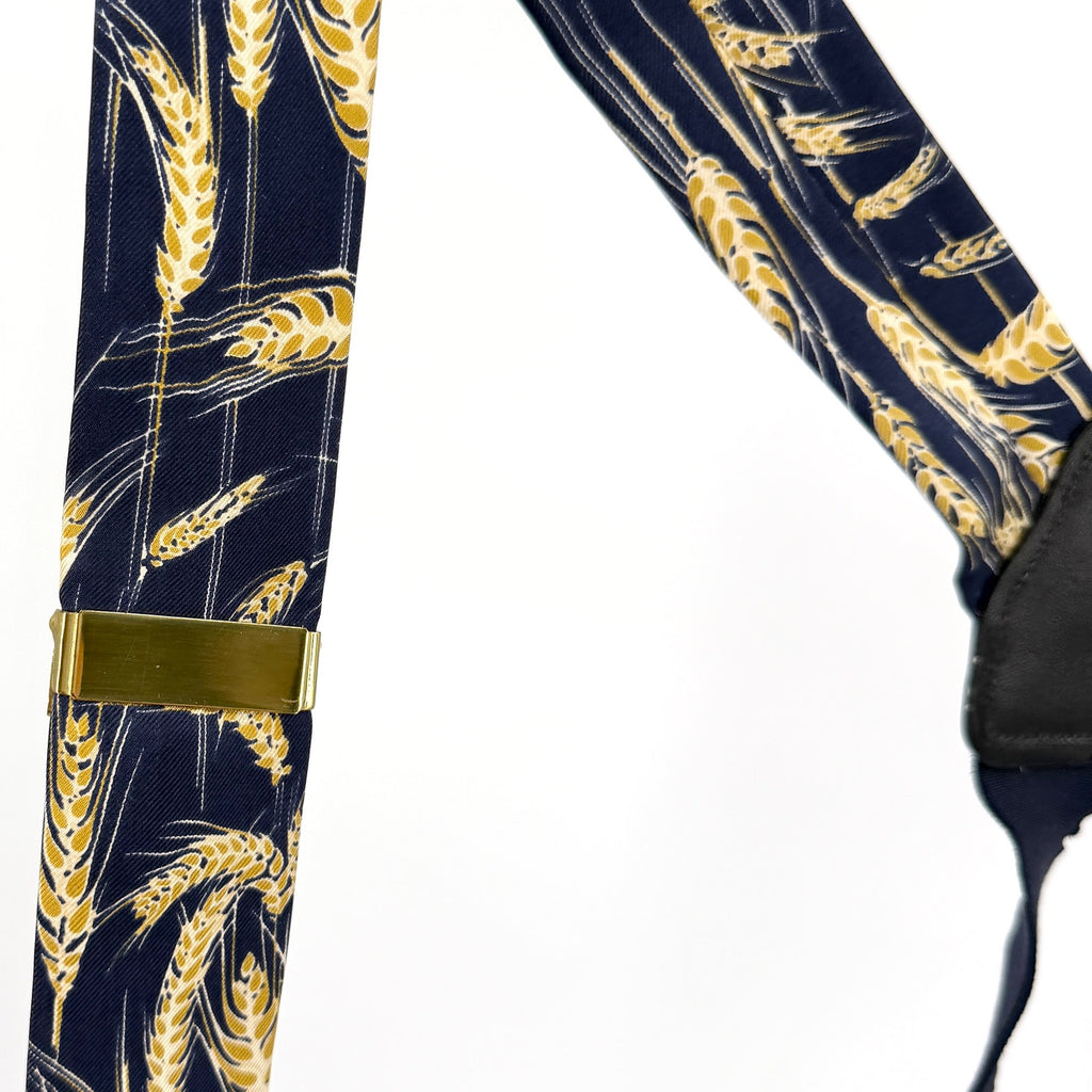 Vintage 90s Perry Ellis Portfolio Navy 100% Silk Wheat Suspenders