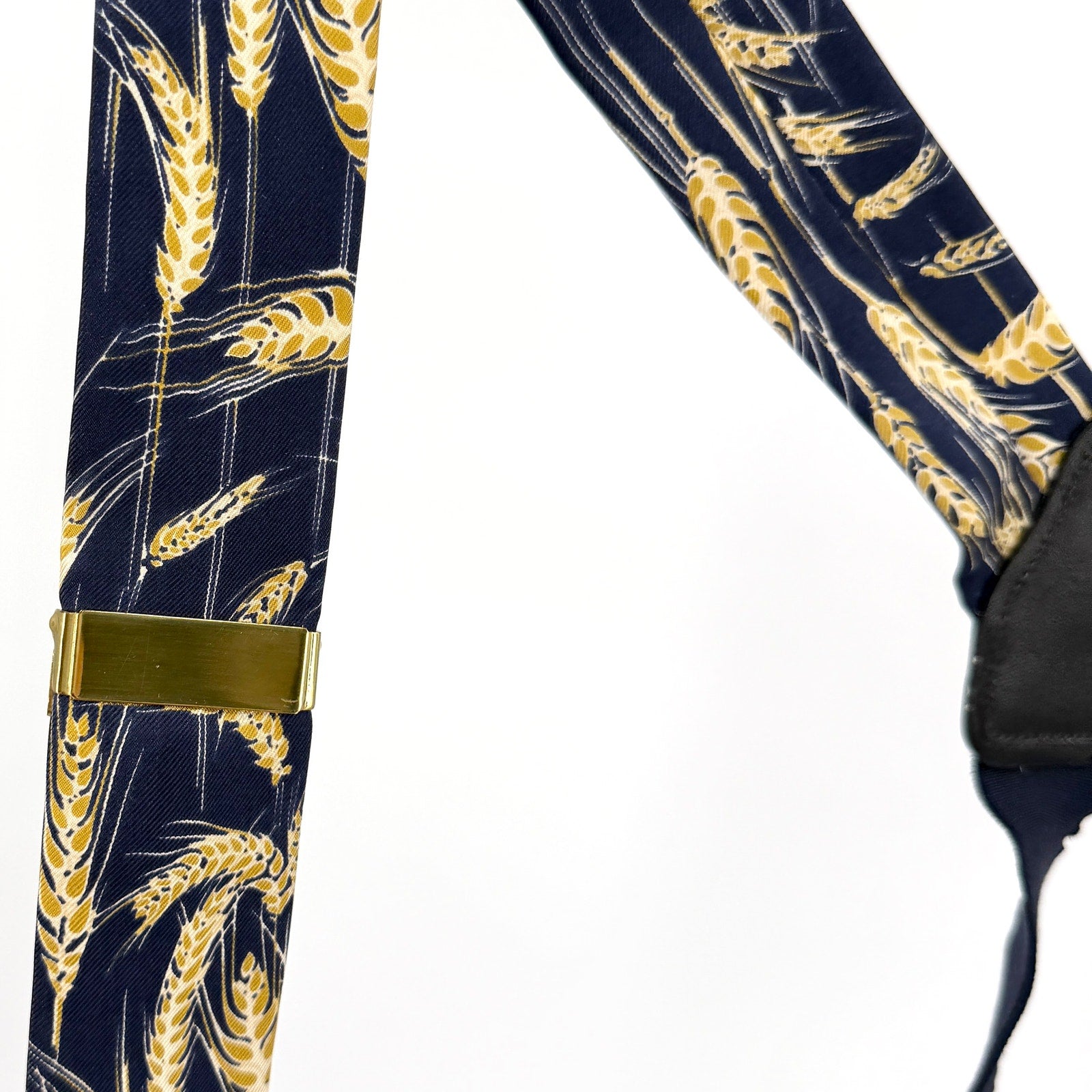 Vintage 90s Perry Ellis Portfolio Navy 100% Silk Wheat Suspenders