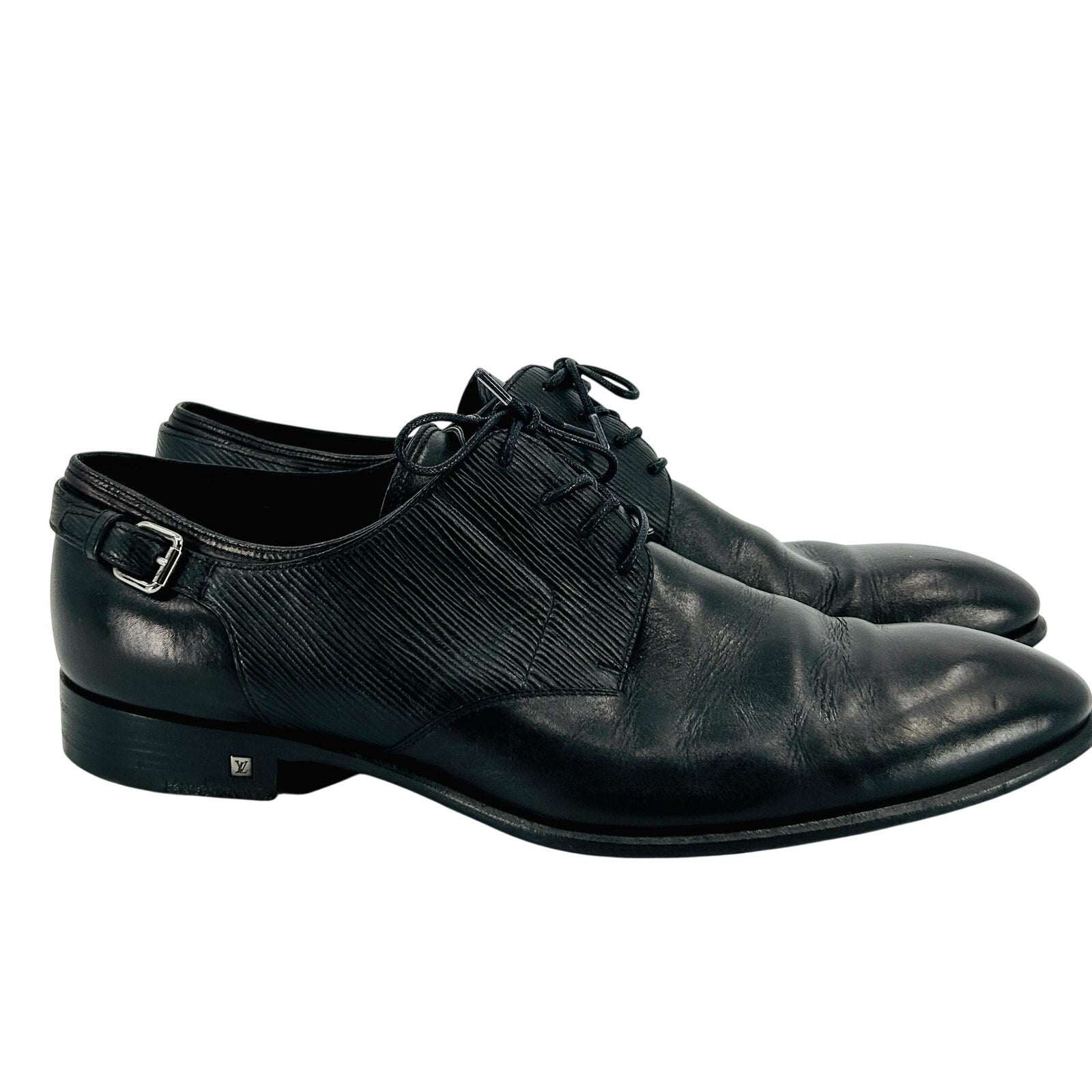 Louis Vuitton Black Epi Leather Buckle Detail Derby Dress Shoes