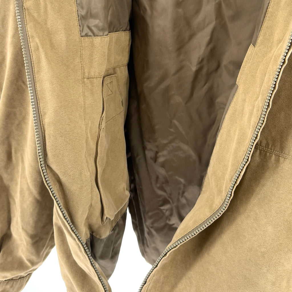 Geoffrey Beene Tan Faux Suede Minimalist Zip Up Harrington Bomber Jacket