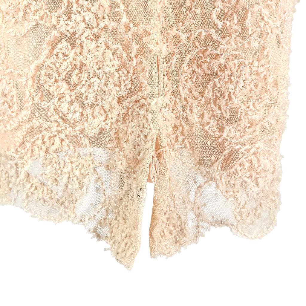 Vintage 90s Albert Nipon Evening Blush Pink Lace Skirt Blouse Set