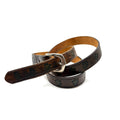 Vintage 70s Brown Genuine Leather Hand Stamped Green Rose Boho Western Belt