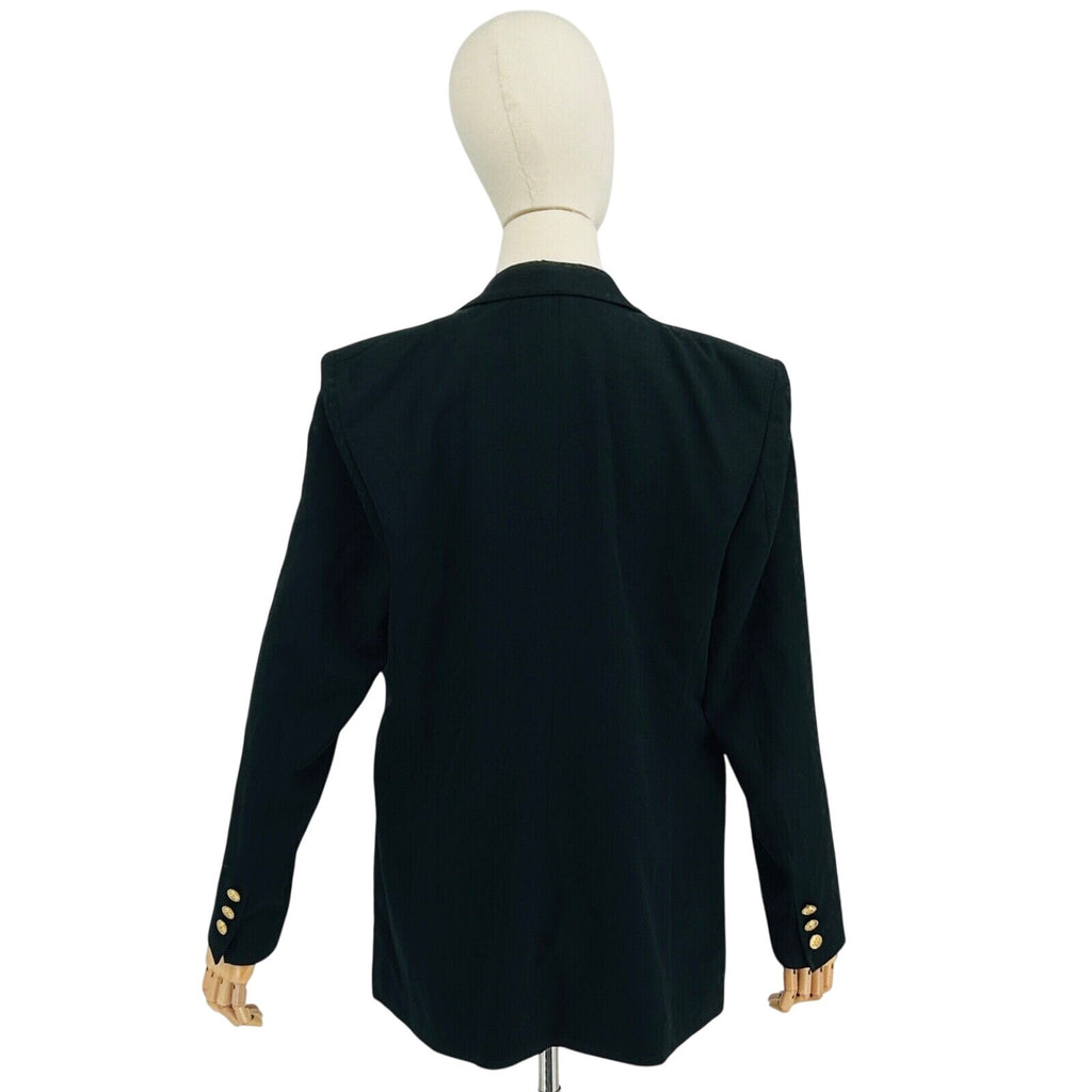 Vintage 90s The J. Peterman Company Black 100% Wool Blazer Tuxedo Jacket