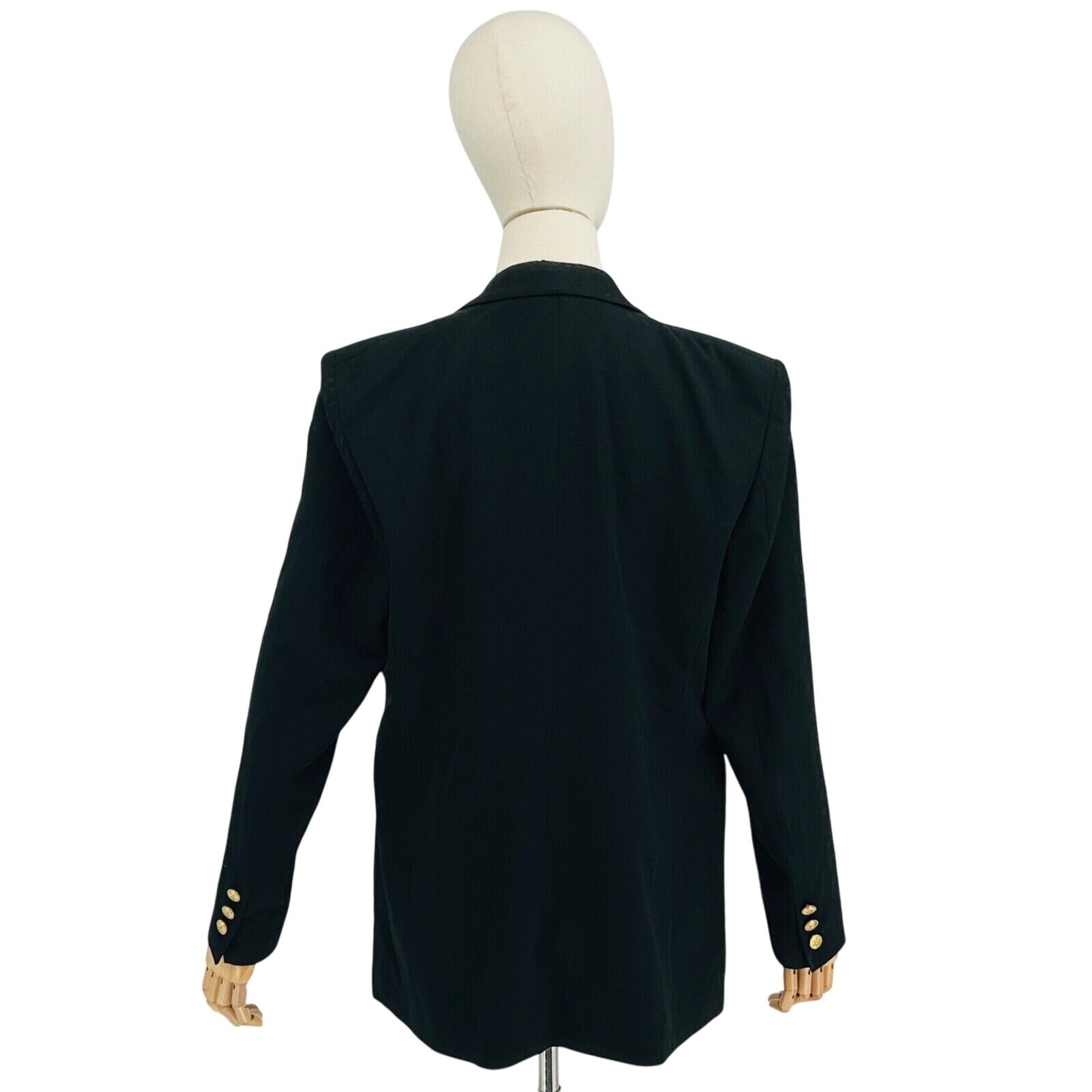 Vintage 90s The J. Peterman Company Black 100% Wool Blazer Tuxedo Jacket