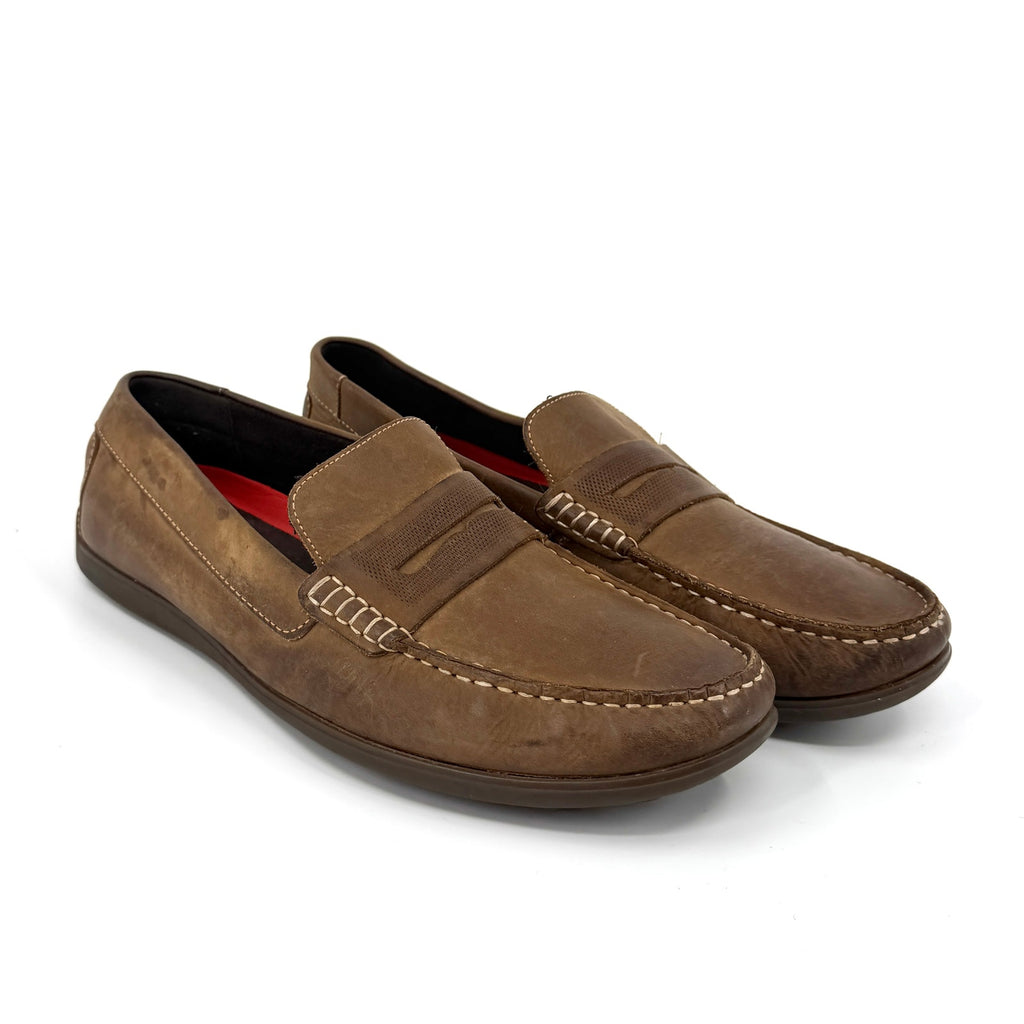 Rockport Brown Genuine Leather TruTech Memory Foam Comfort Penny Loafers Shoes