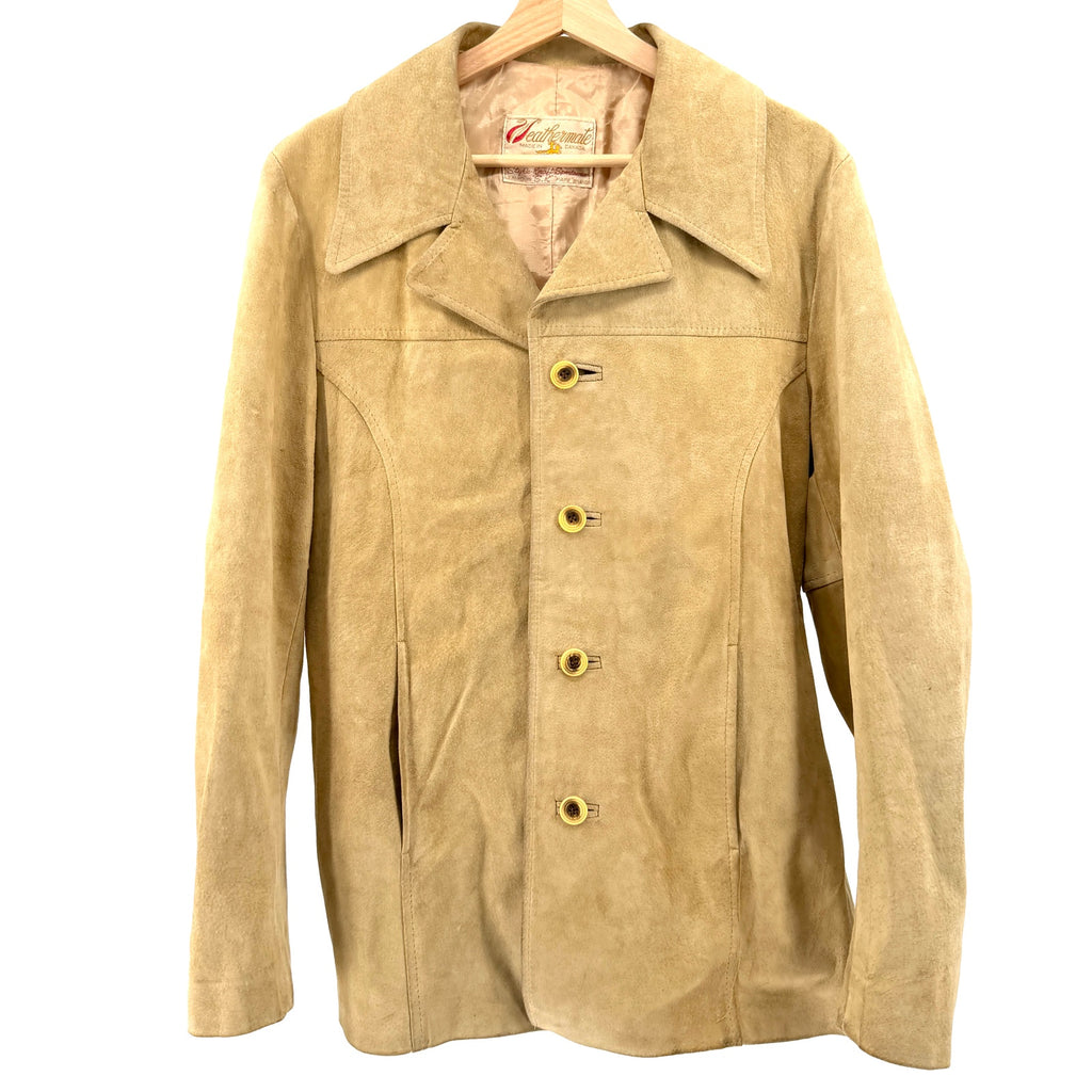 Vintage 70s Weathermate Camel Genuine Suede Leather Jacket