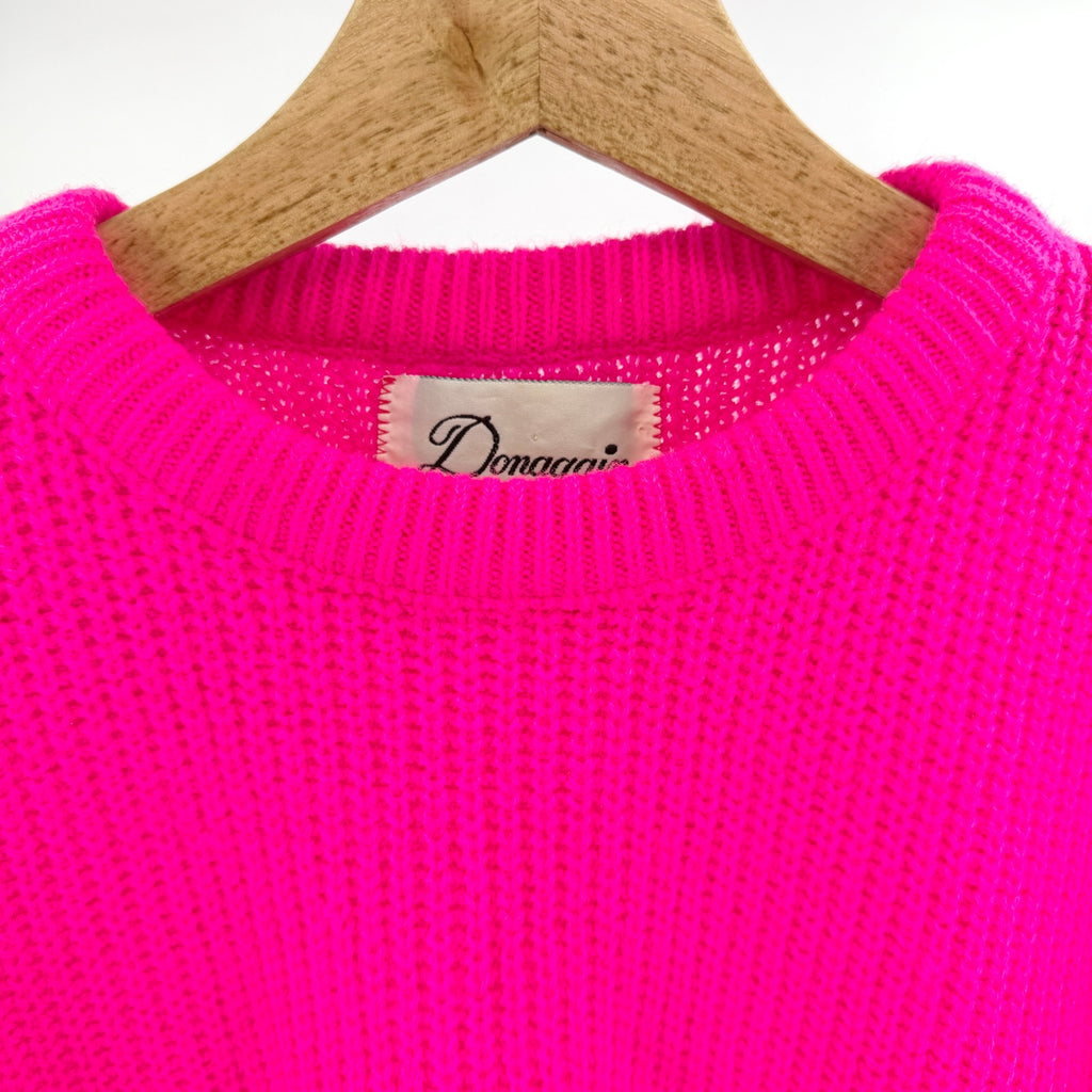 Vintage 80s Donagain Neon Pink Chunky Knit Crewneck Sweater