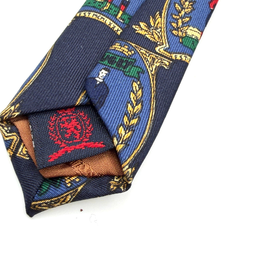 Vintage 90s Tommy Hilfiger Navy 100% Silk Rugby Crest Necktie