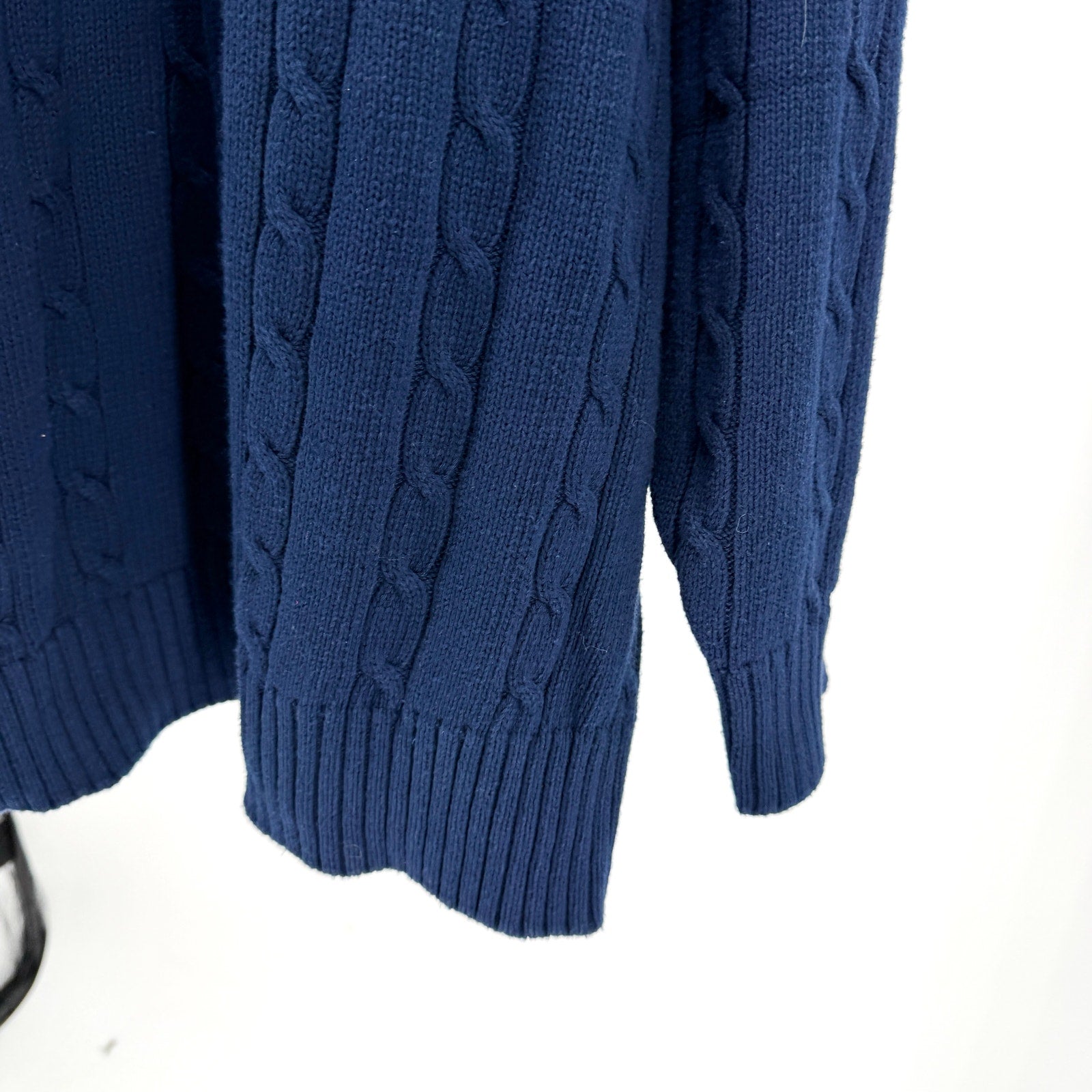Vintage 90s Alexander Julian Colours Navy Blue 100% Cotton Cable Knit Sweater
