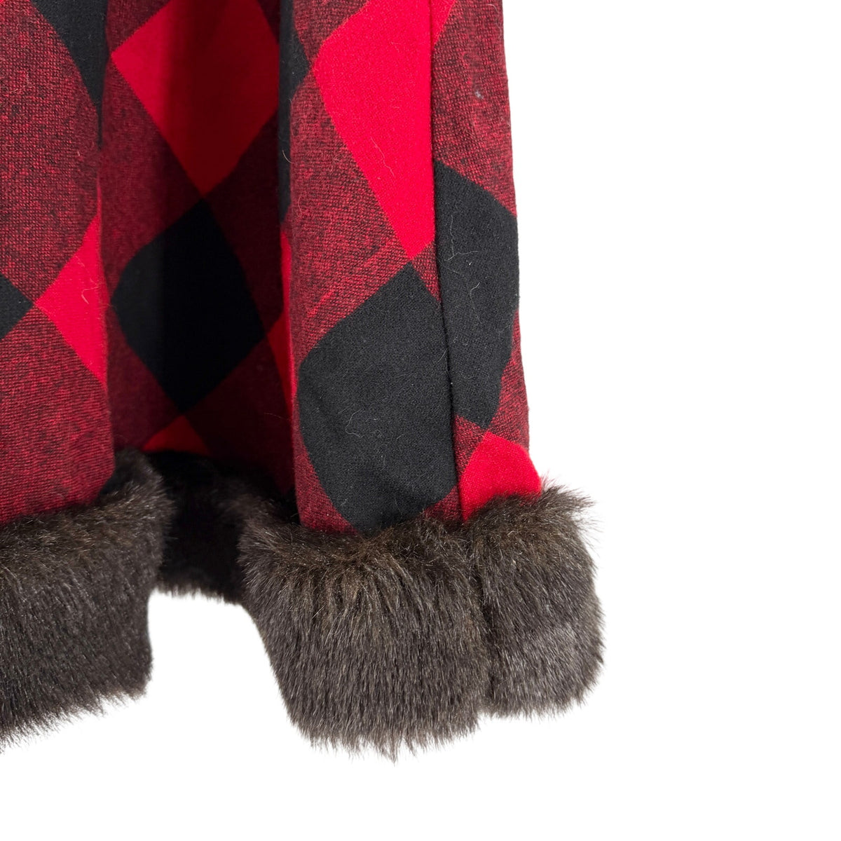 Tasha Polizzi for T.P. Saddleblanket & Co. Red Plaid 100% Wool Faux Fur Skirt