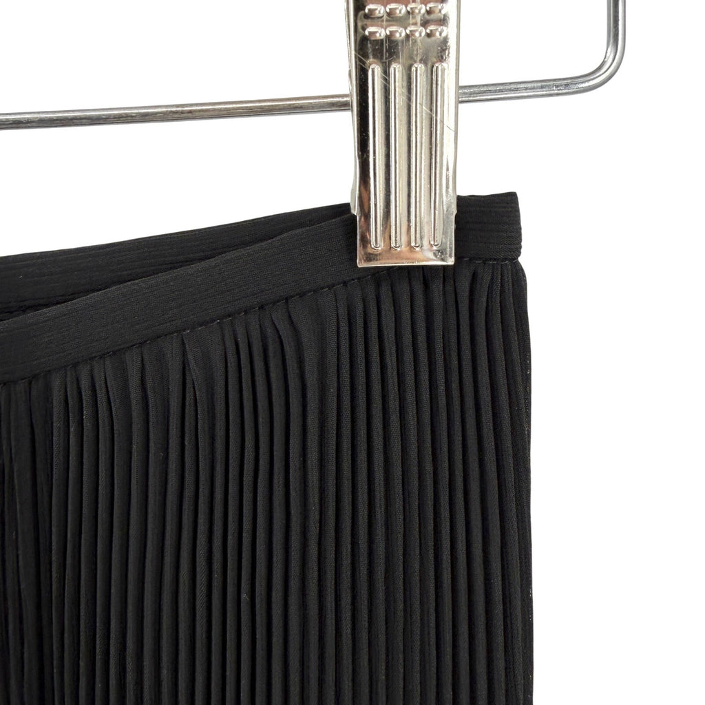 Halston Black Chalk Color Block Pleated Wrap Skirt