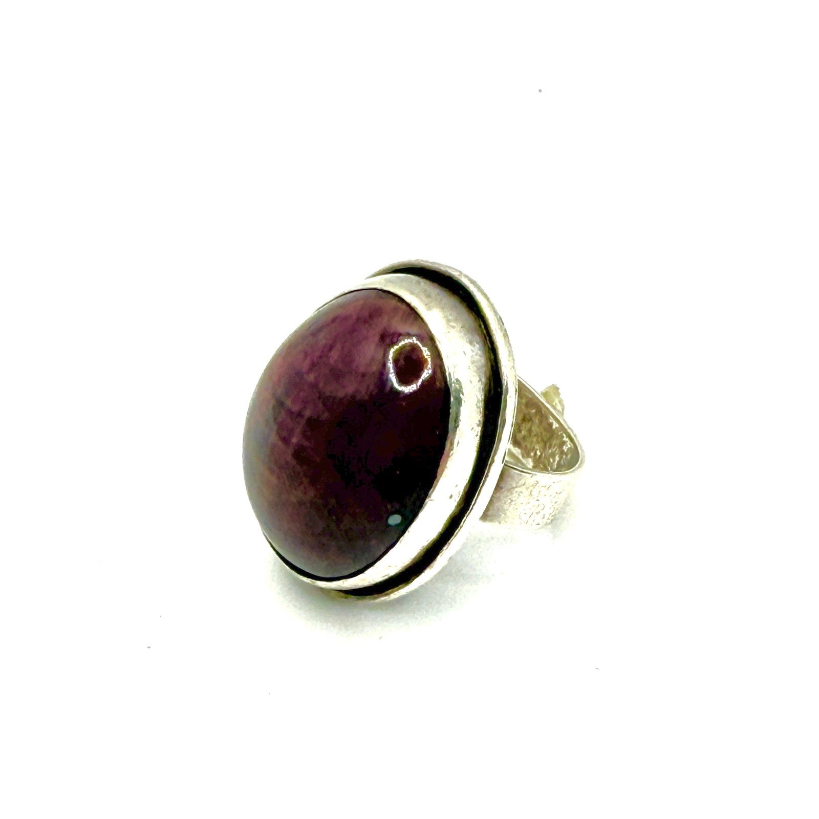 Vintage 90s Sterling Silver Large Oval Star Ruby Cabochon Statement Ring
