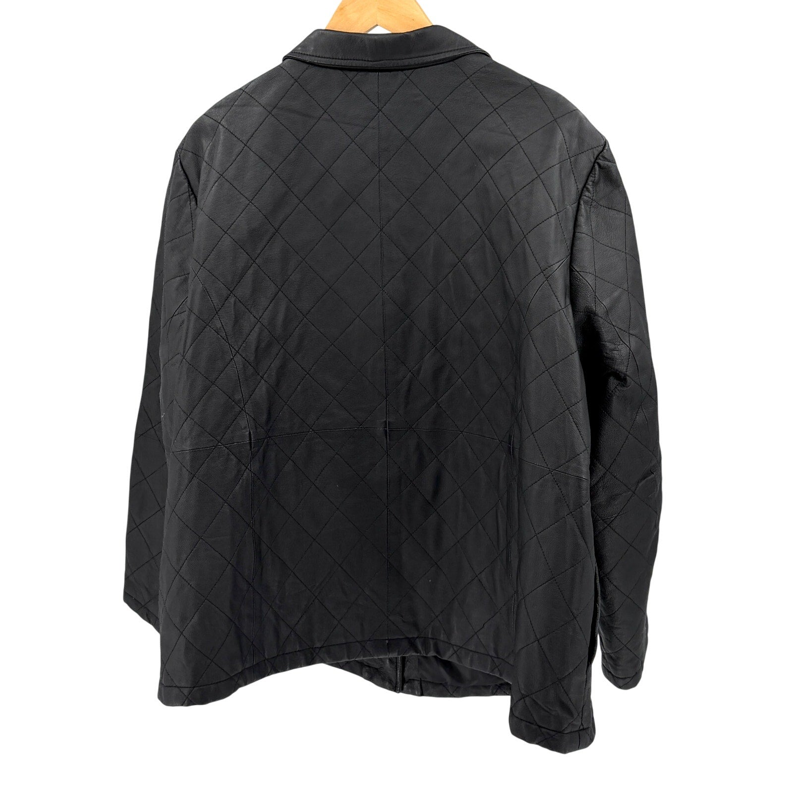 Dialogue Black Genuine Leather Quilted Silver Toggle Button Jacket