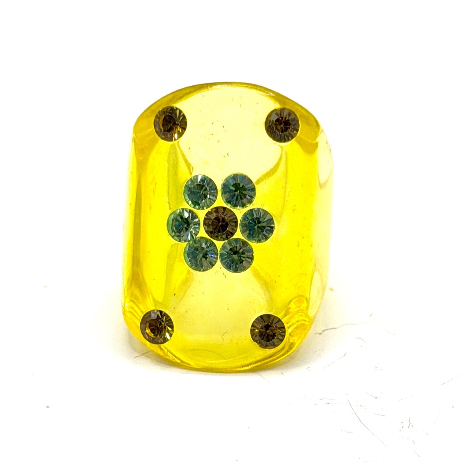 Vintage 90s Yellow Resin Rhinestone Flower Chunky Statement Ring