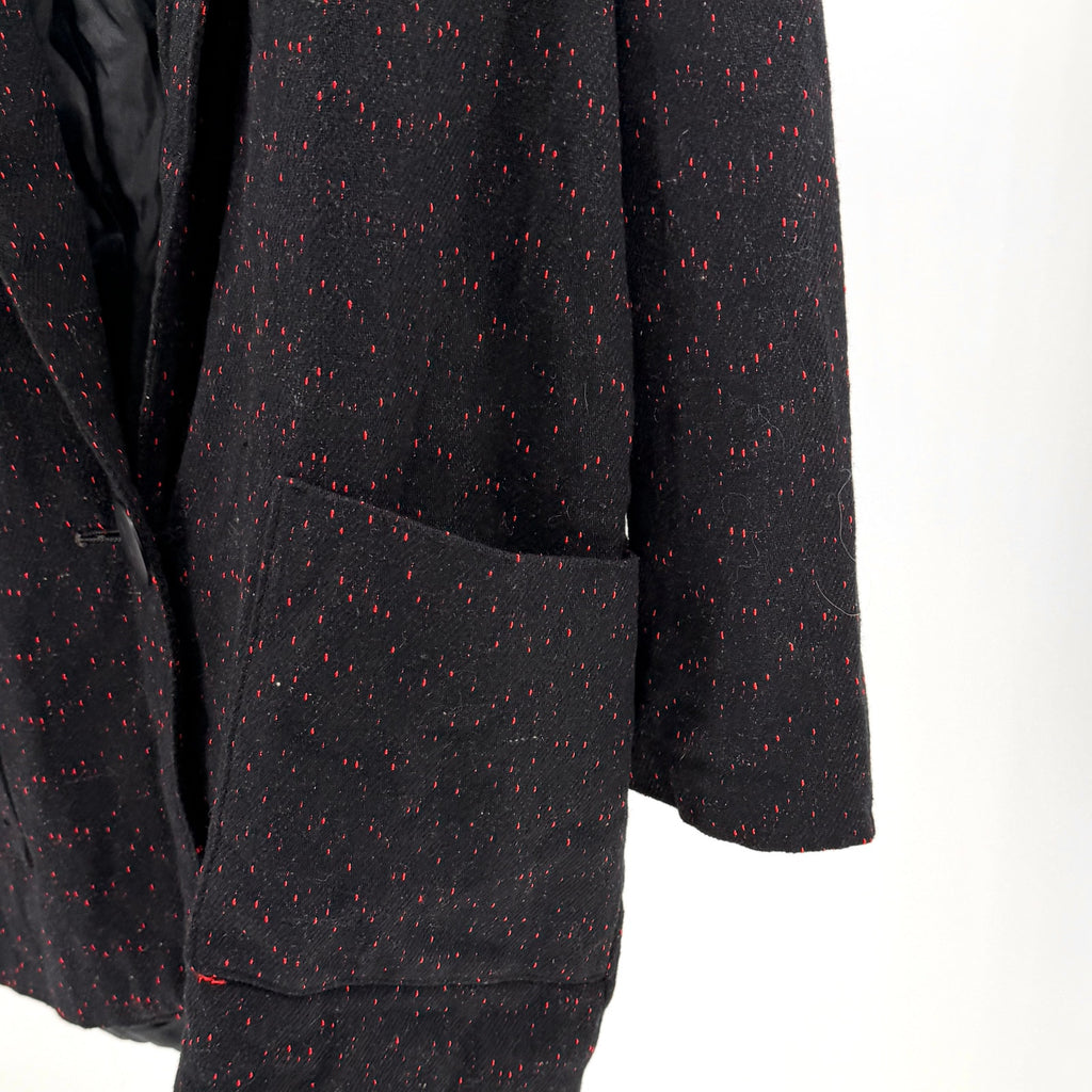 Vintage 80s Miss Selfridge Black Red Flecked Oversized Menswear Blazer Jacket