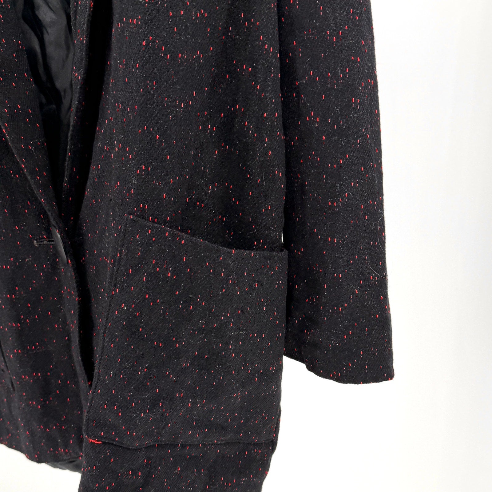 Vintage 80s Miss Selfridge Black Red Flecked Oversized Menswear Blazer Jacket