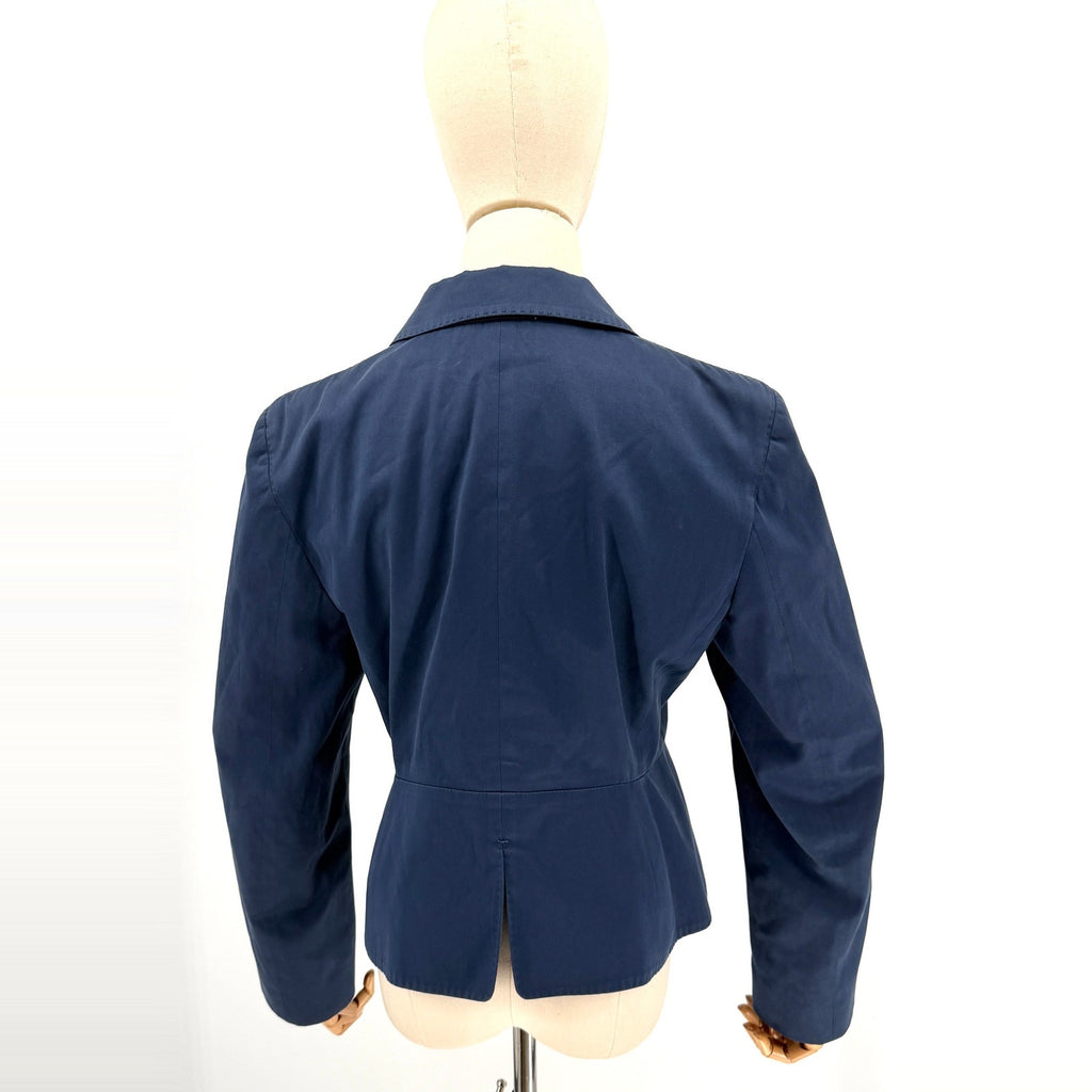 Piazza Sempione Navy Blue Cotton Blend Tailored Blazer Jacket