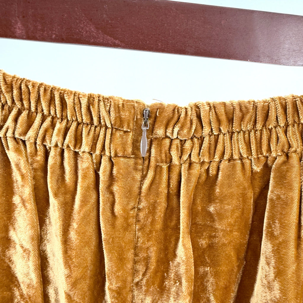 Vintage Y2K Double D Ranch Gold Crushed Velvet Elegant Western Maxi Skirt