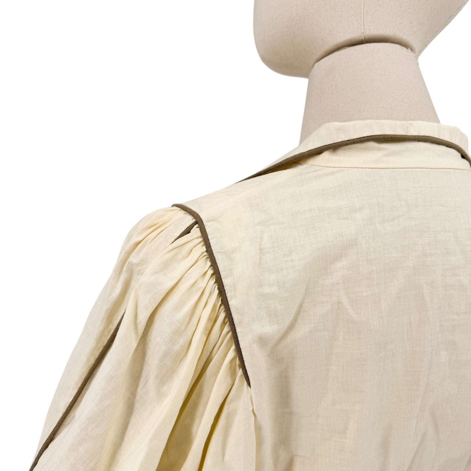 Vintage 80s Albert Capraro Cream Belted A-Line Midi Dress